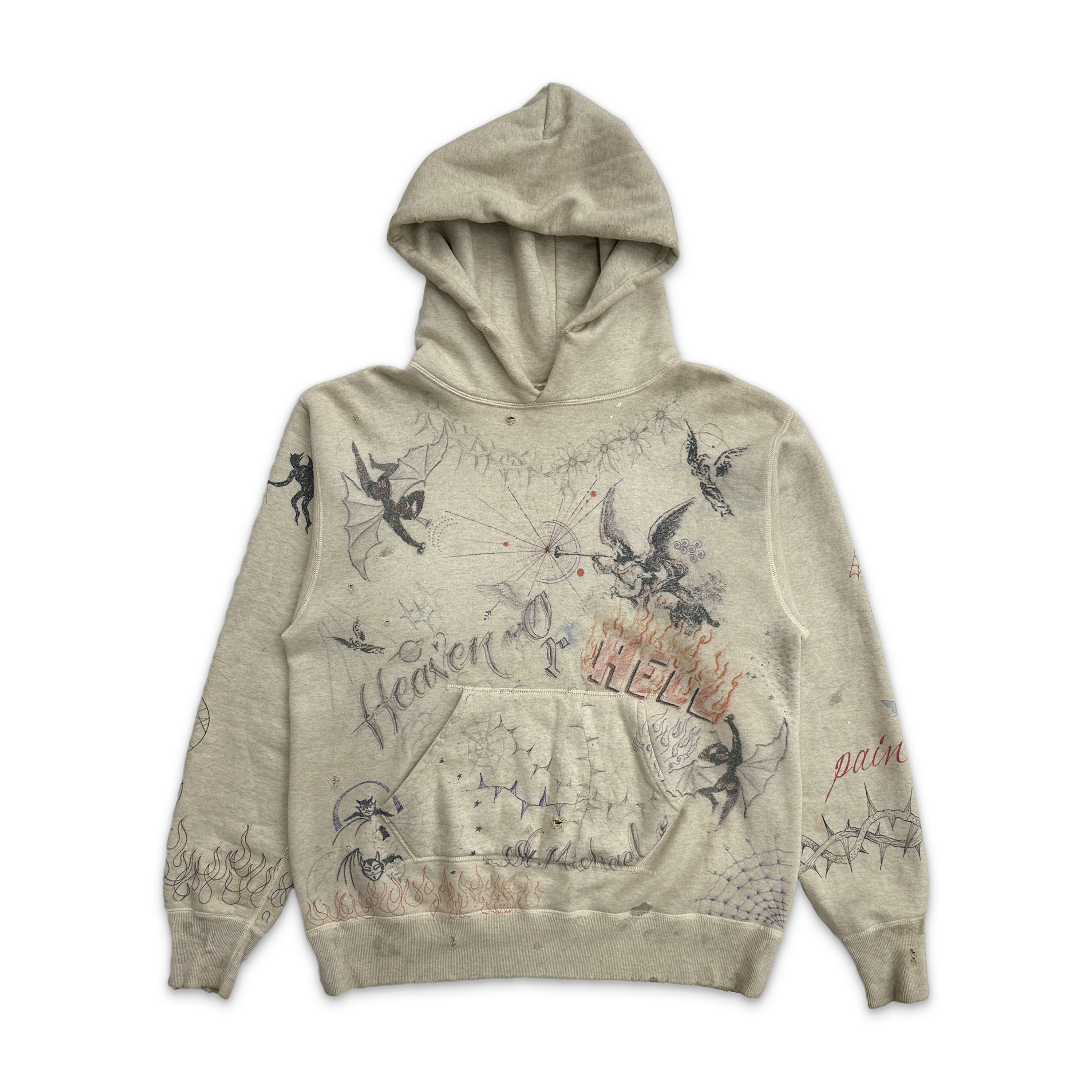 Saint Michael, Dr.Woo Graffiti Hoodie “Vintage White”