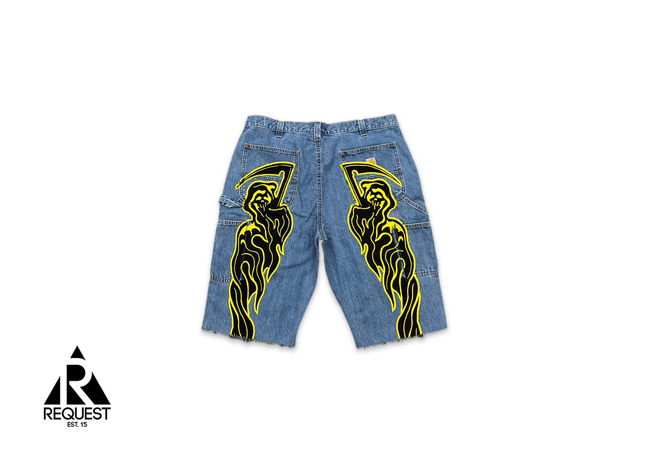 Warren Lotas, Reaper Denim Shorts "Light Wash/Yellow"