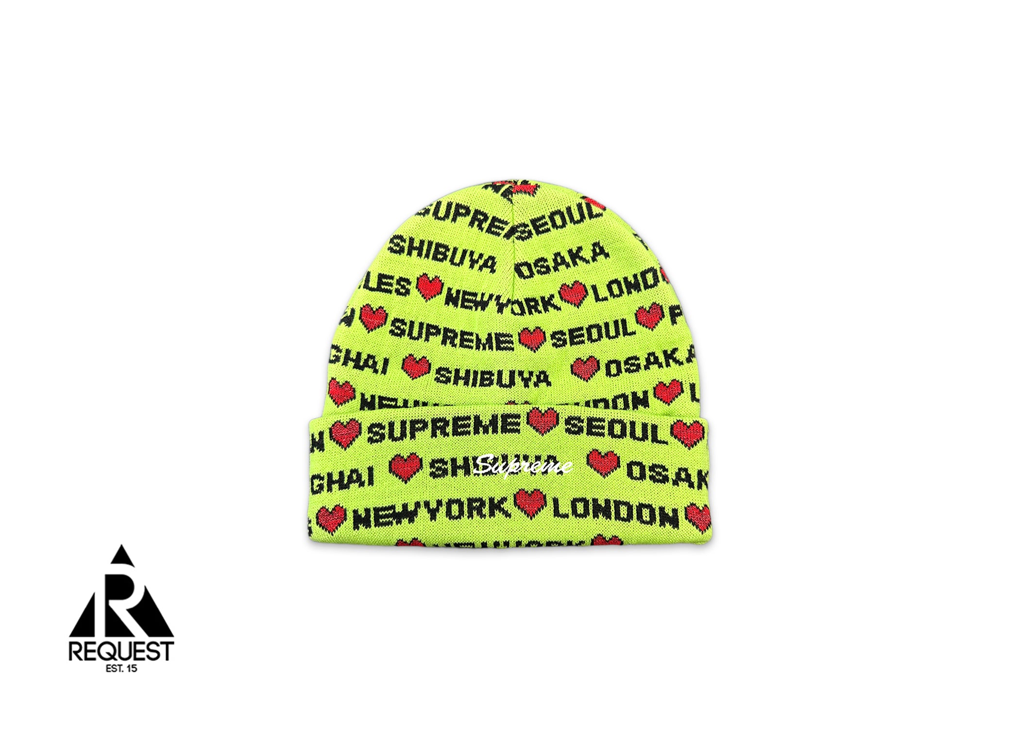 Supreme, Hearts Beanie "Lime"
