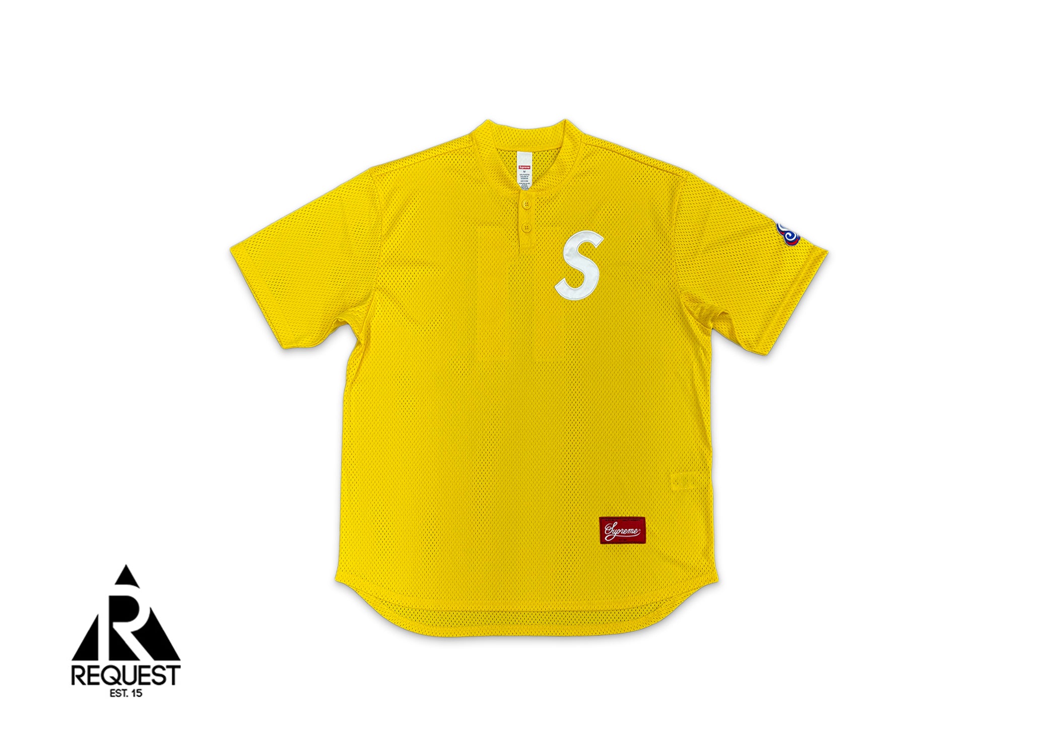 Supreme, Mesh Henley Baseball Jersey "Yellow"