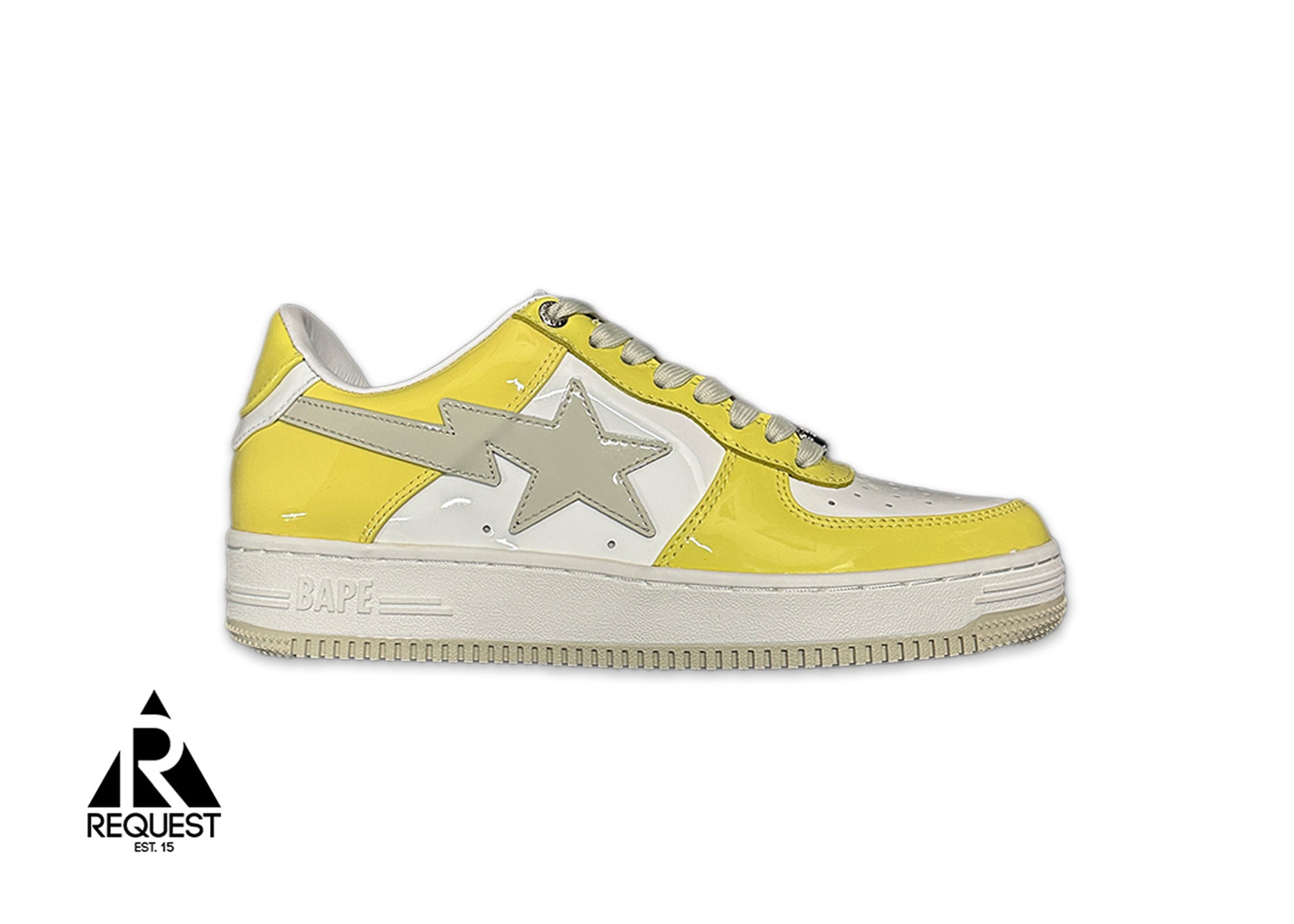A Bathing Ape (BAPE), Bapesta Low “Patent Leather Beige Yellow"