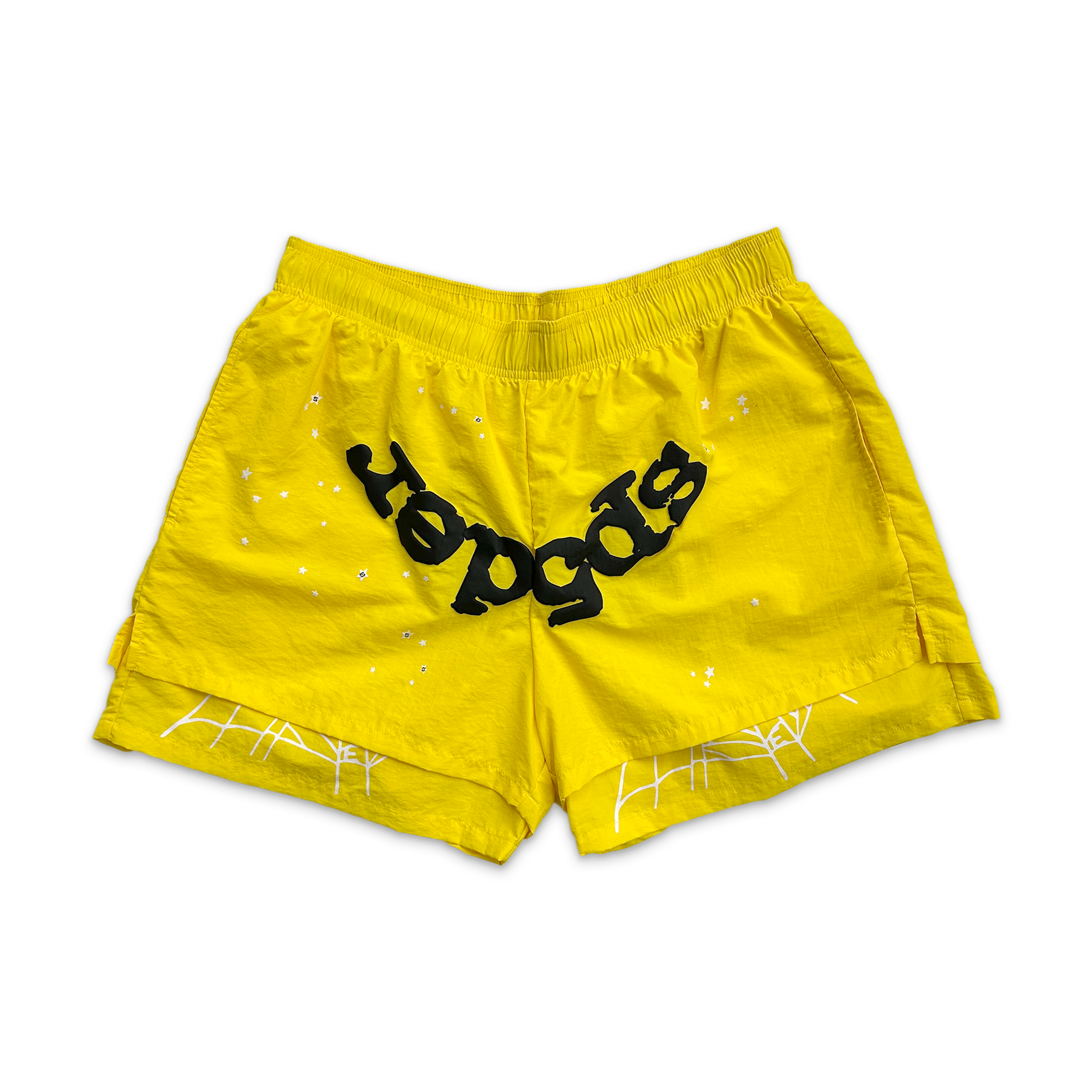 Sp5der, OG Web V2 Double Layer Shorts "Yellow"