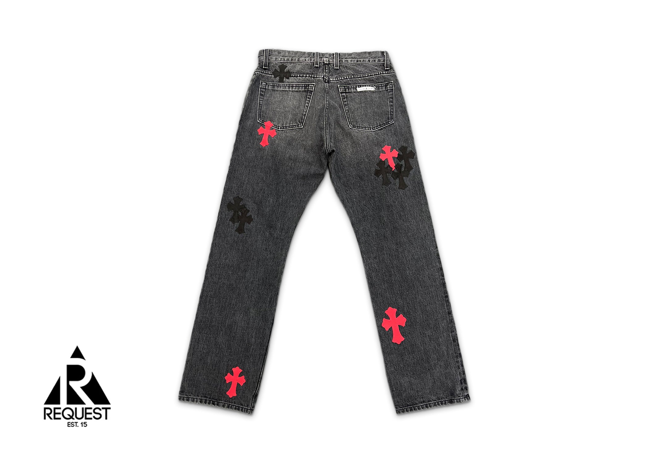 Chrome Hearts Grey Denim "Black & Red Crosses"