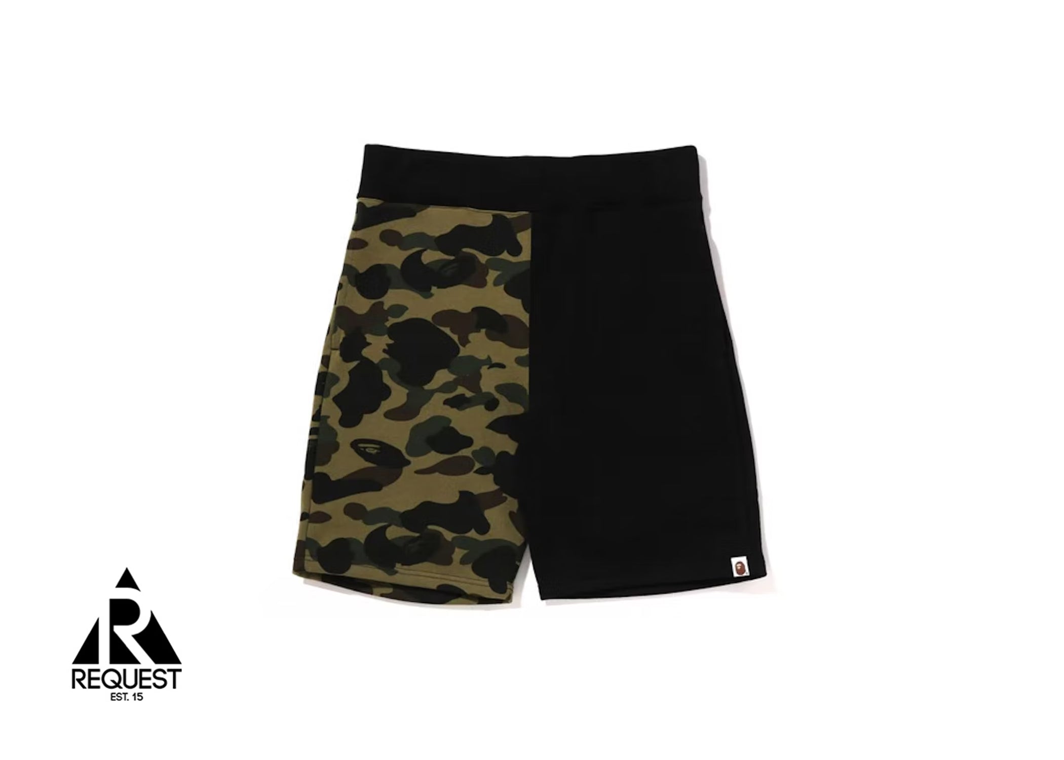 A Bathing Ape Back Shark Shorts "Black/Green Camo"