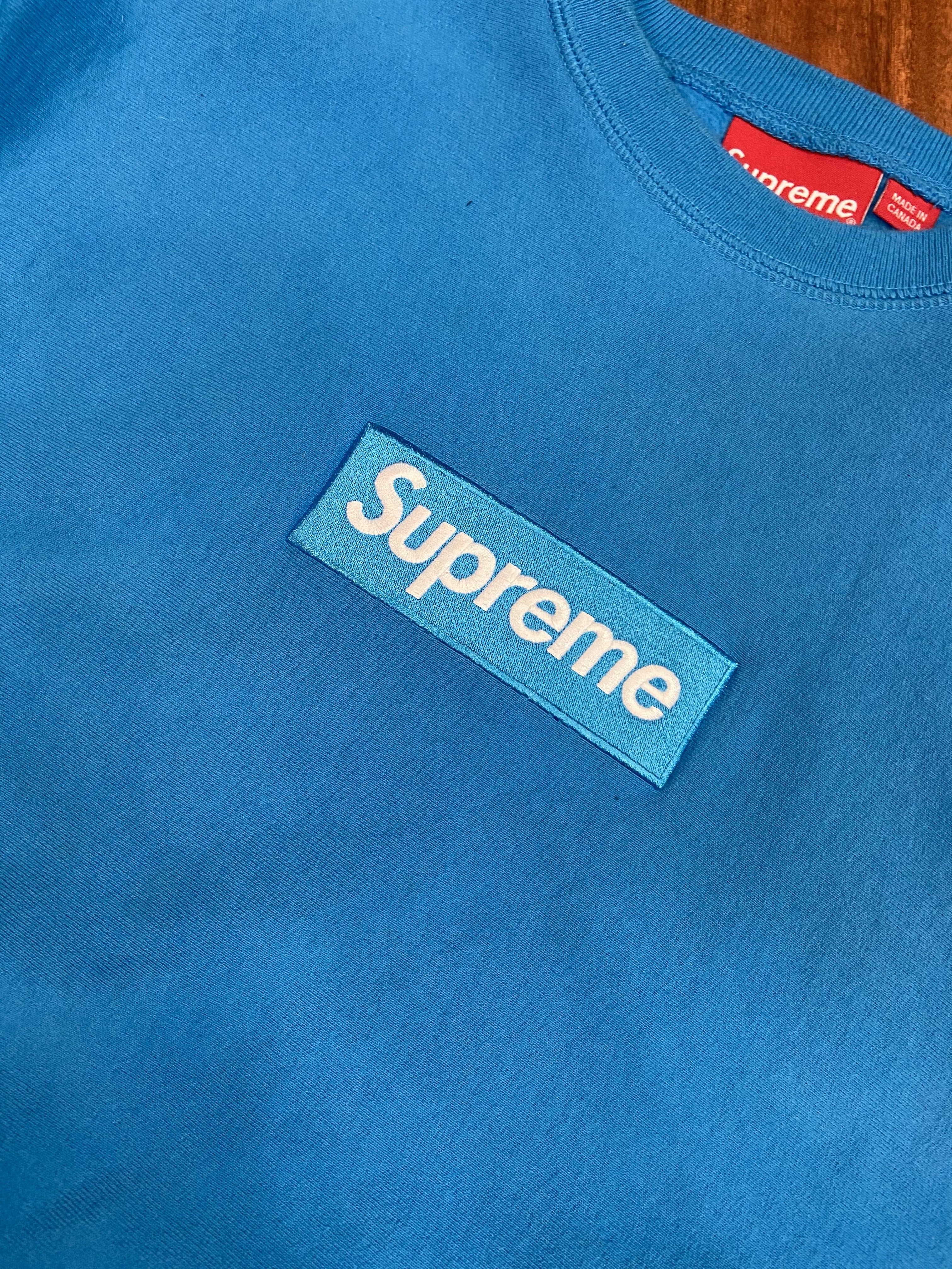 Blue Crew Neck Box Logo Crewneck