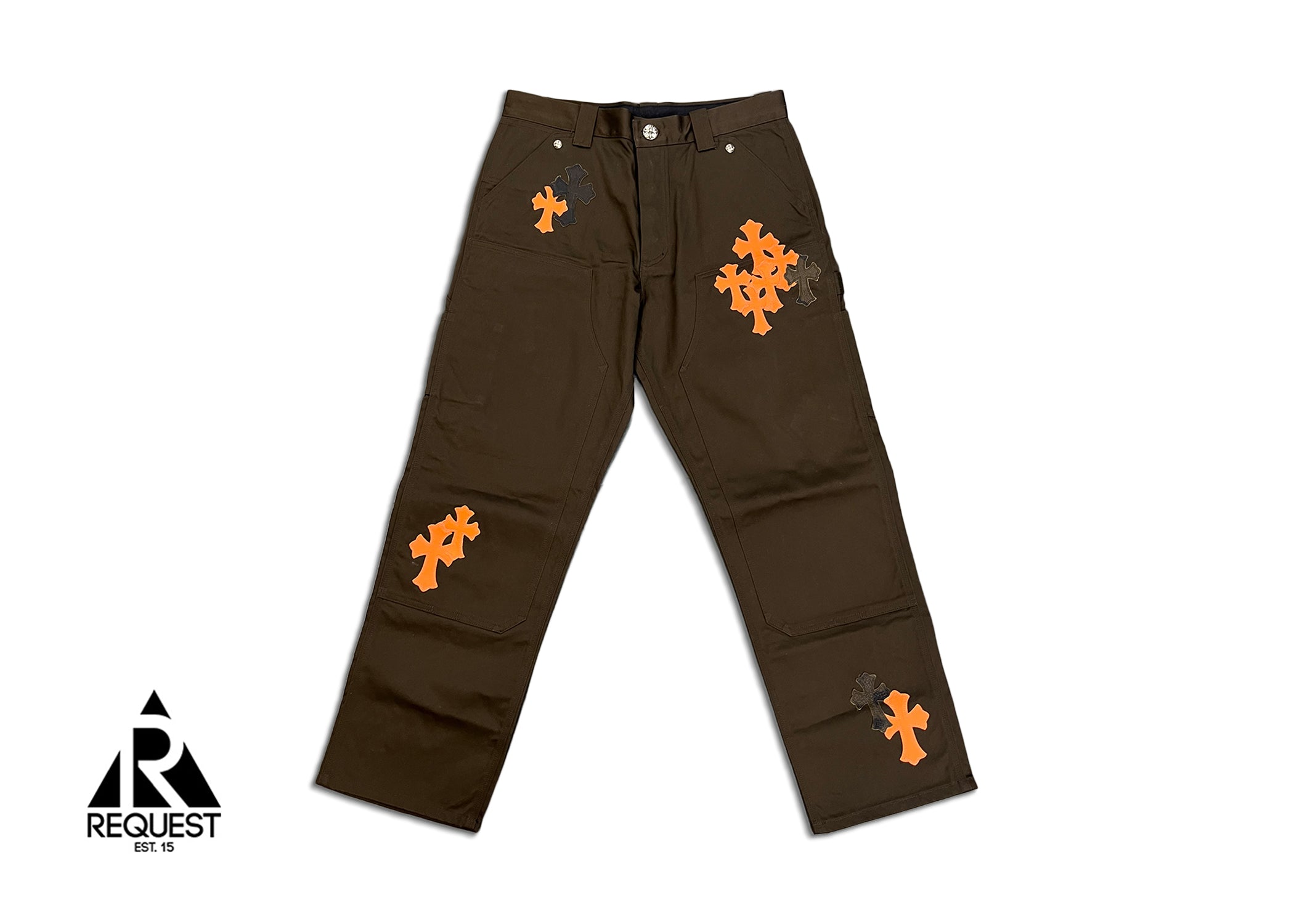 Chrome Hearts Brown Chino Pants "Orange & Camo Crosses"