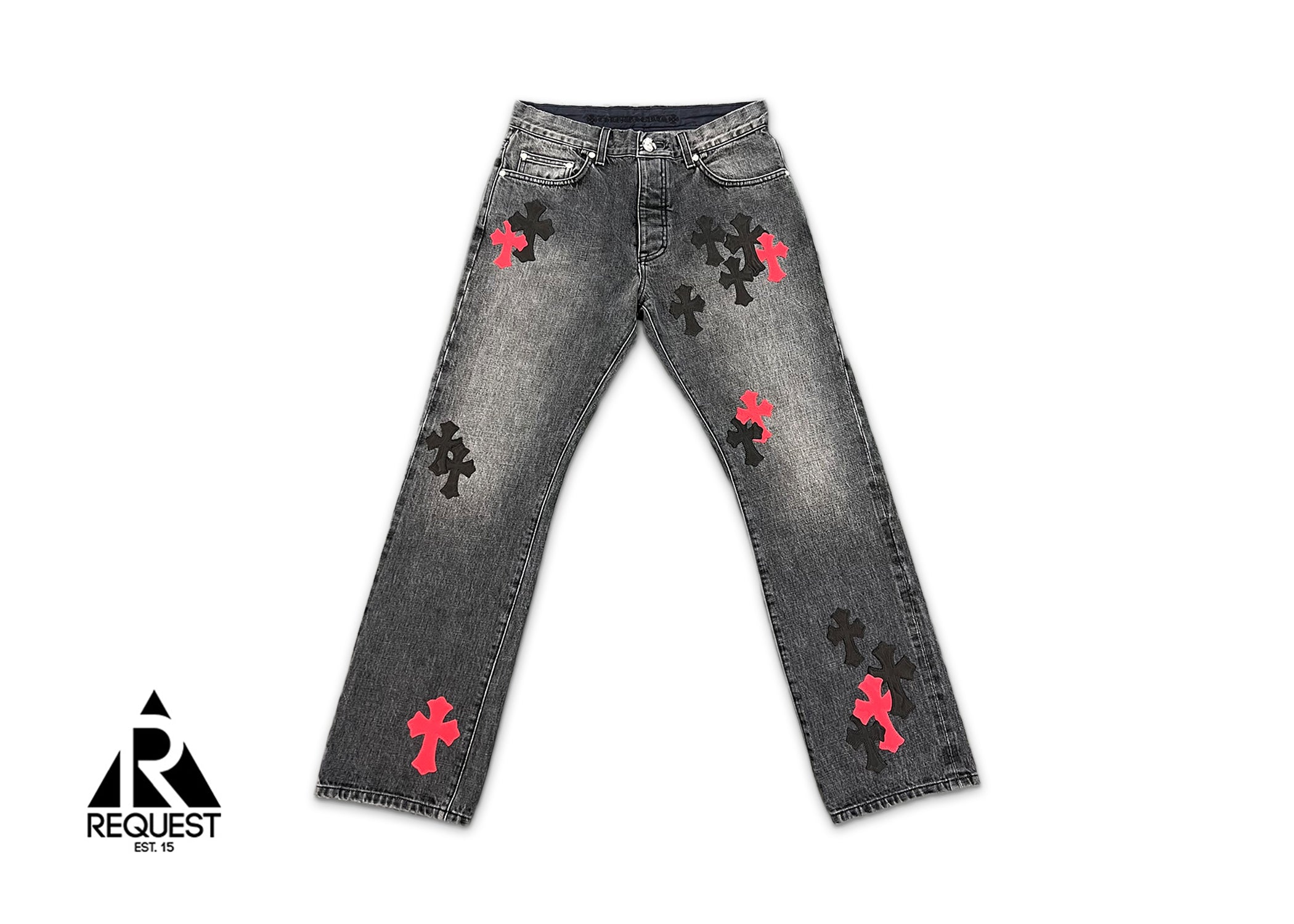 Chrome Hearts Grey Denim "Black & Red Crosses"