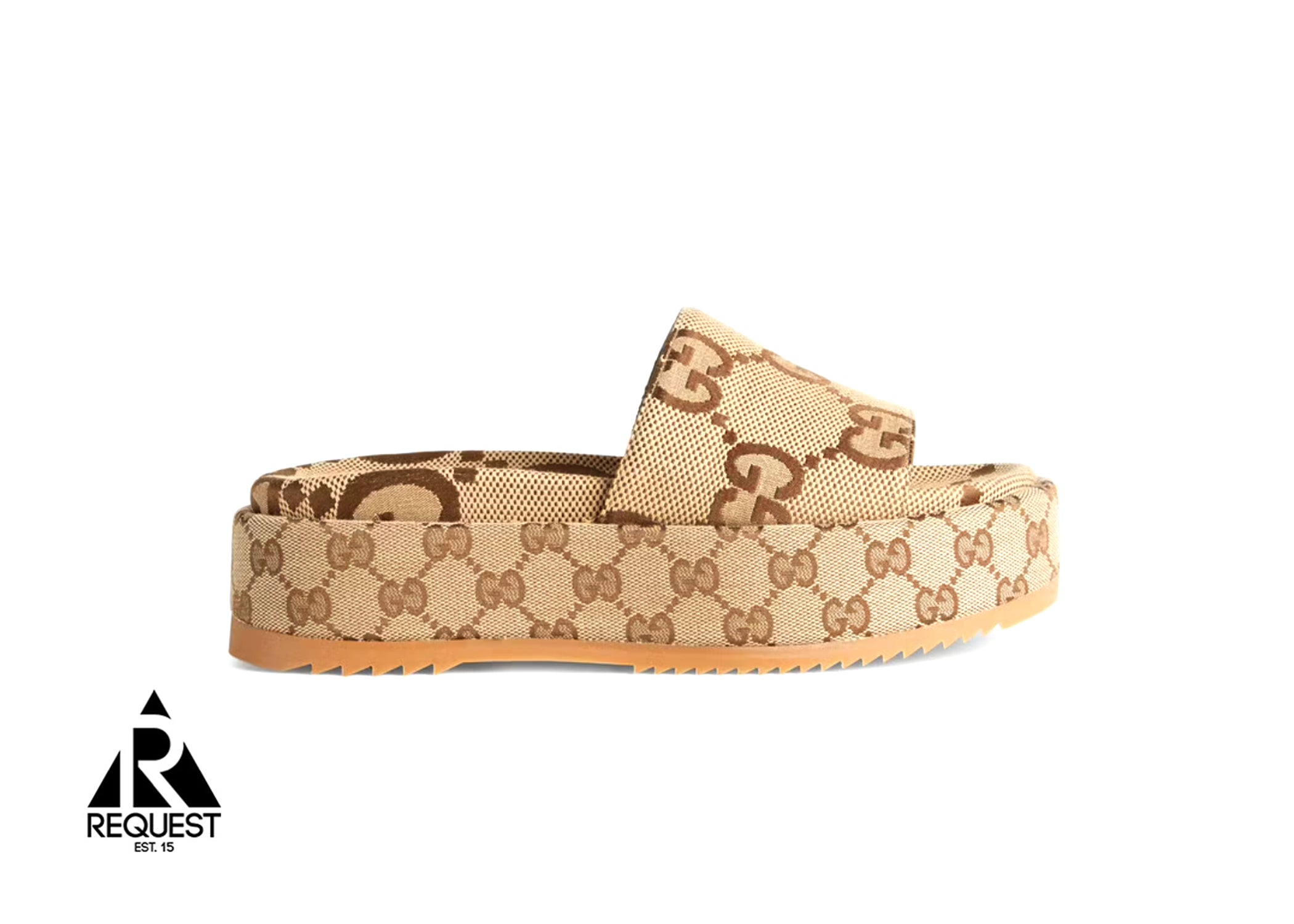 Gucci Maxi GG Canvas Slides Platform "Camel Ebony"