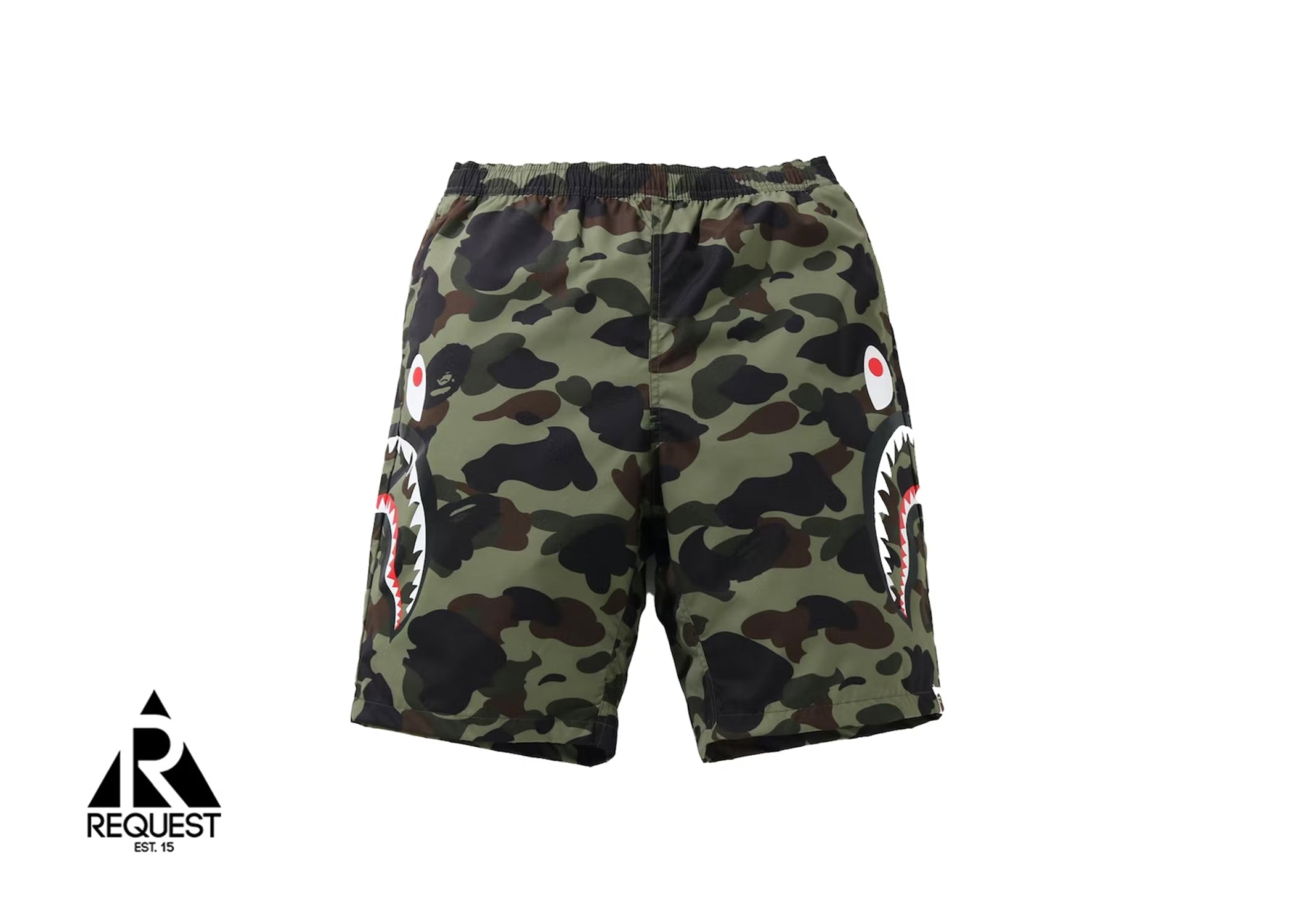 A Bathing Ape Camo Side Shark Beach Shorts "Green"