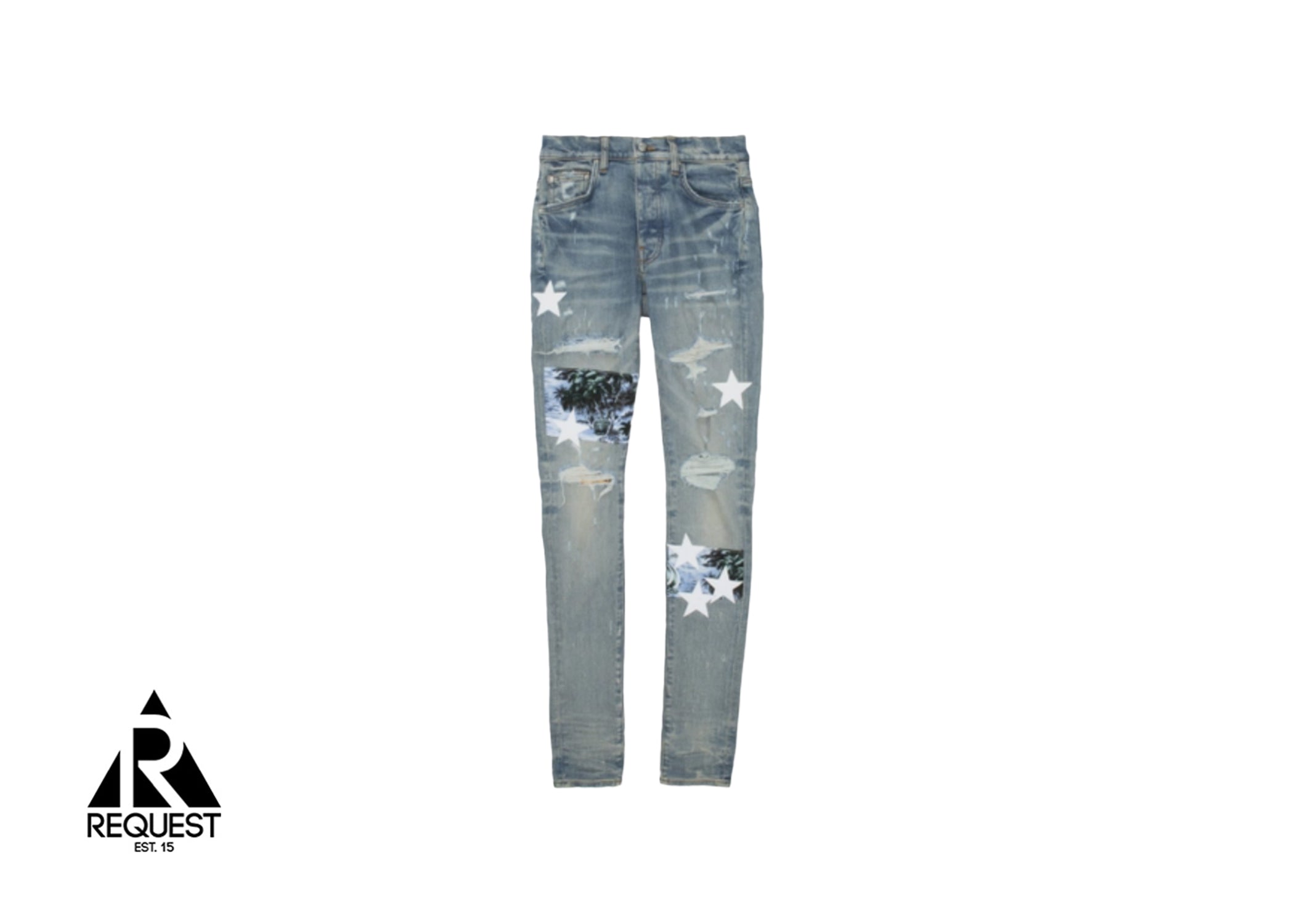 Amiri Hawaiian Art Patch Denim "Clay Indigo"