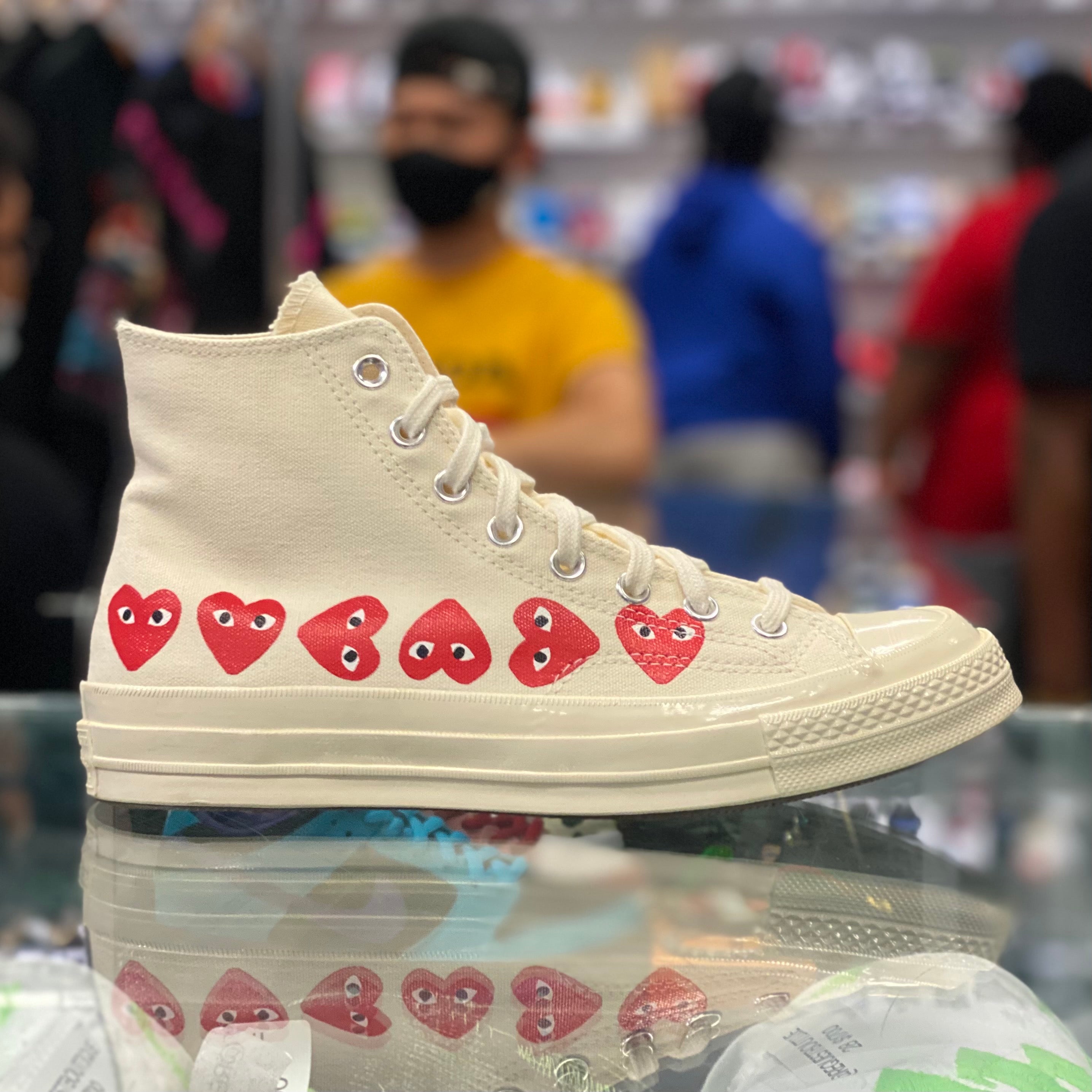 Converse CDG Chuck Taylor High “White Multi Heart”