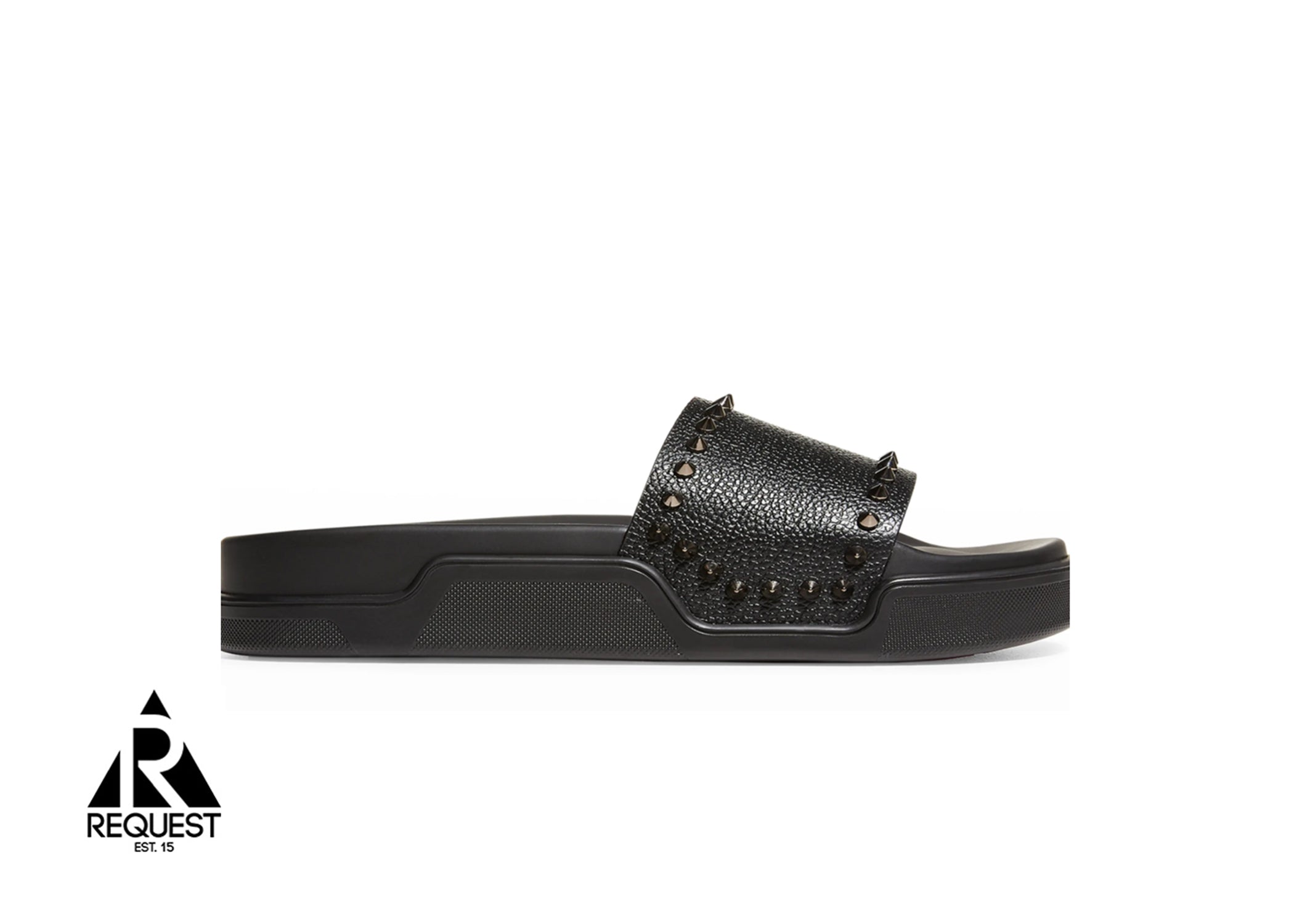 Christian Louboutin Pool Slide “Black Leather Spike”