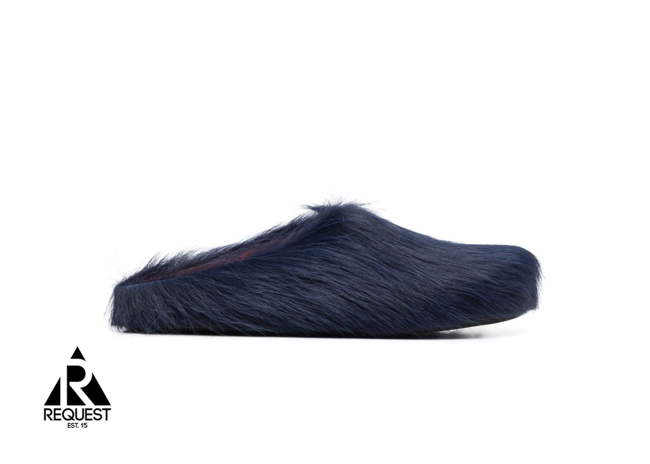 Marni Calf Hair Sabot Slipper "Navy"