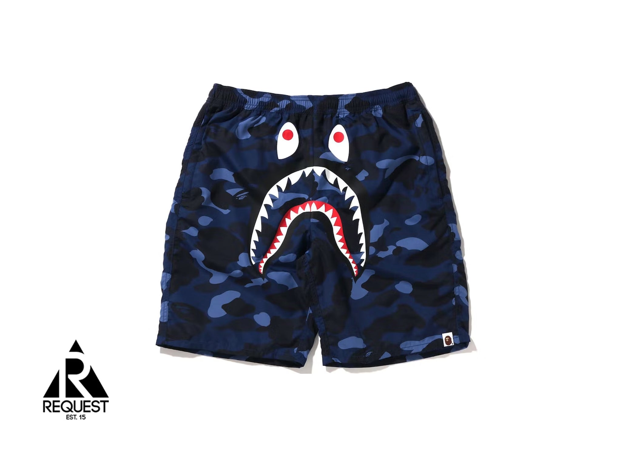 A Bathing Ape Camo Shark Beach Shorts "Navy"