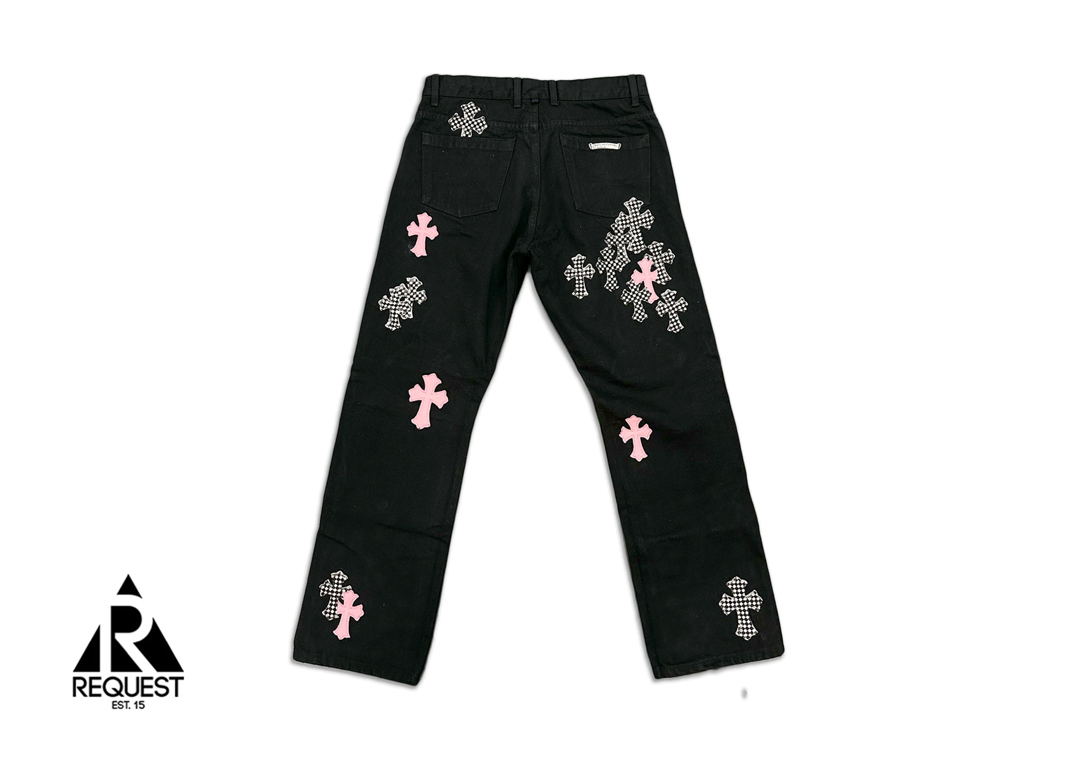 Chrome Hearts Fleur Denim "Black Pink & Checkered Crosses"