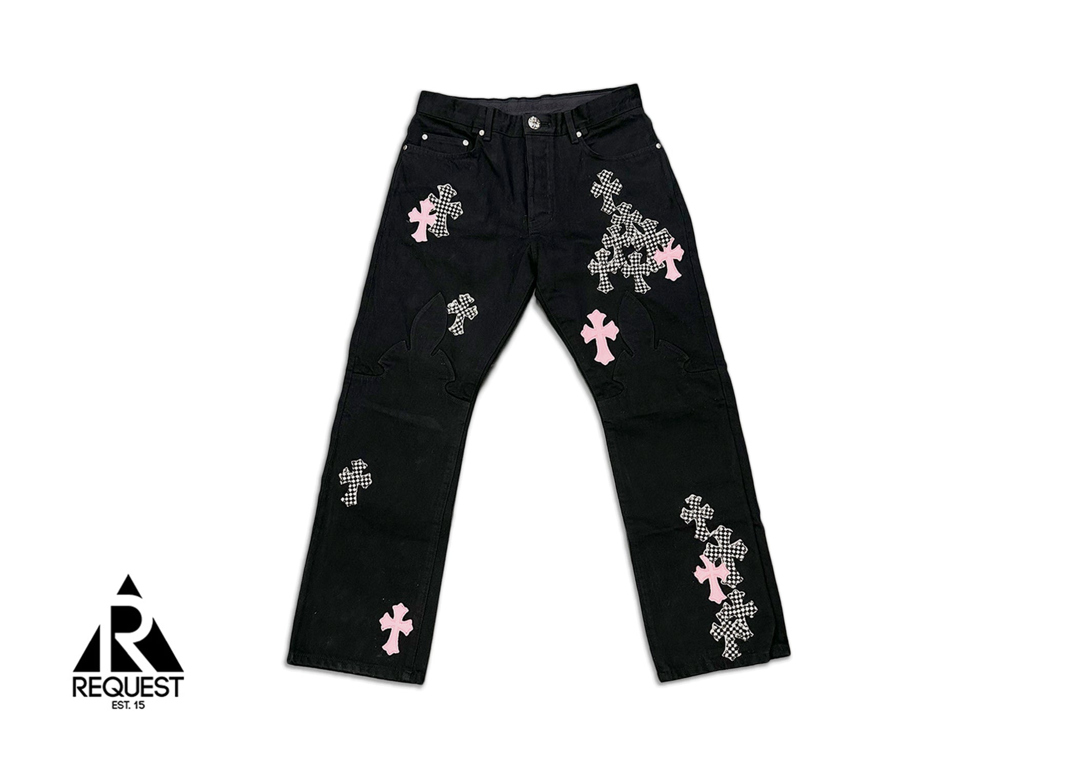 Chrome Hearts Fleur Denim "Black Pink & Checkered Crosses"