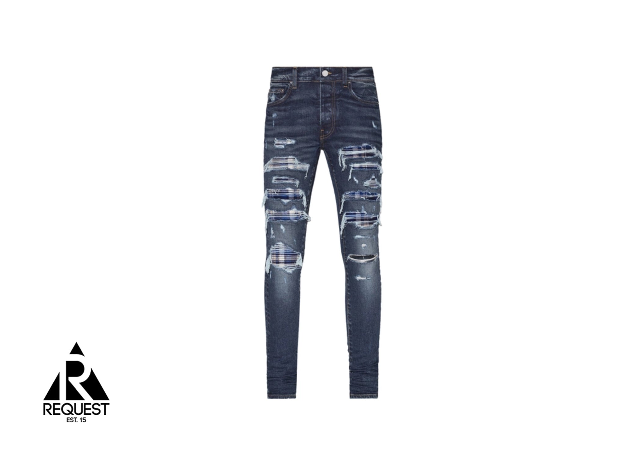 Amiri Thrasher Blue Plaid Denim "Indigo"