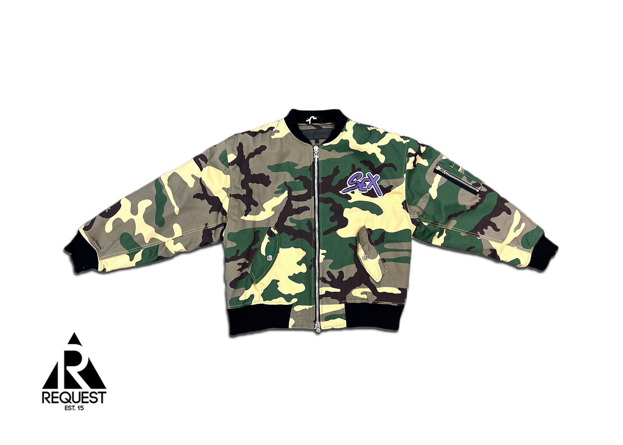 Chrome Hearts Sex Records Camo Bomber Jacket