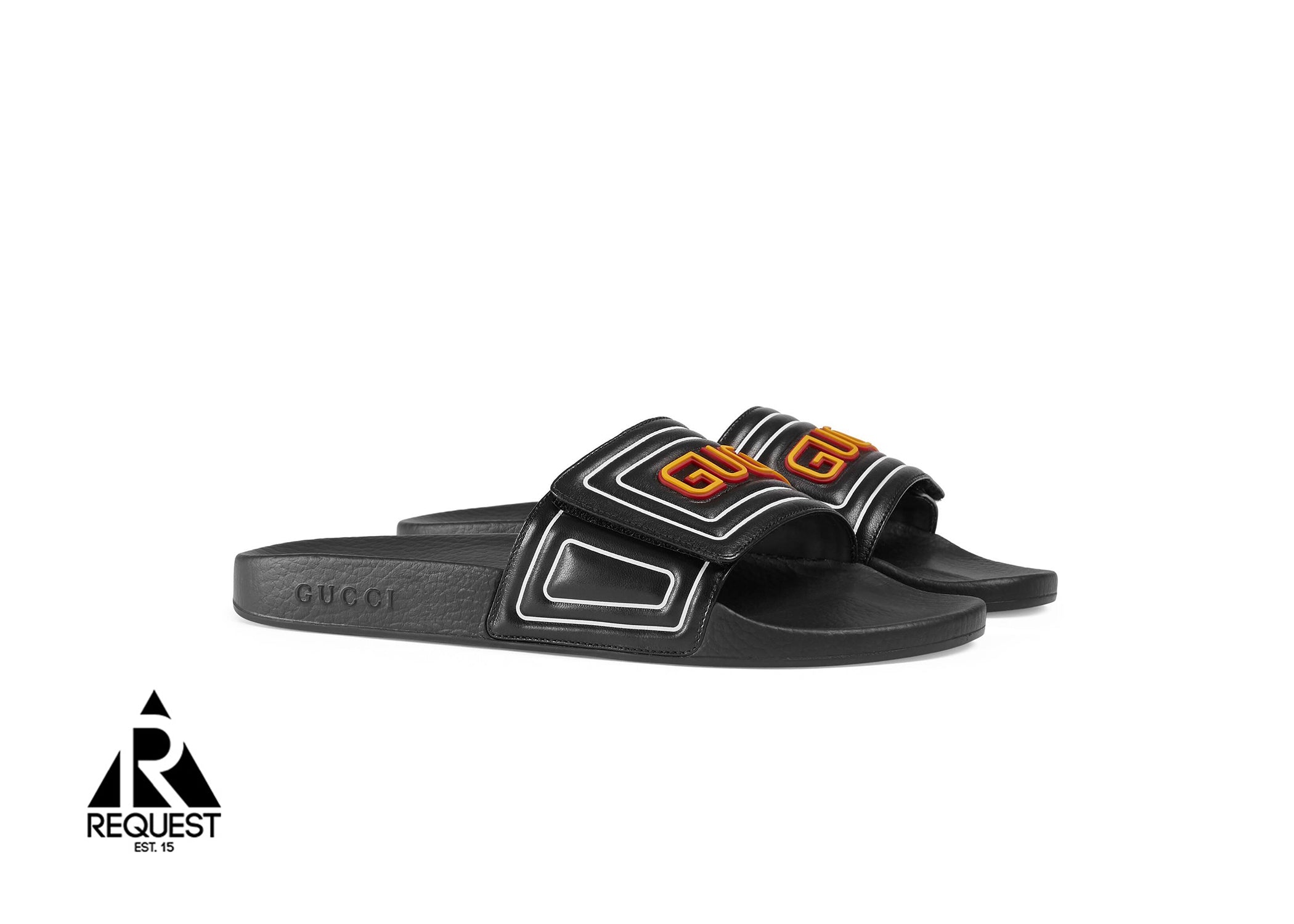 Gucci Leather Strap Slide “Black Logo”