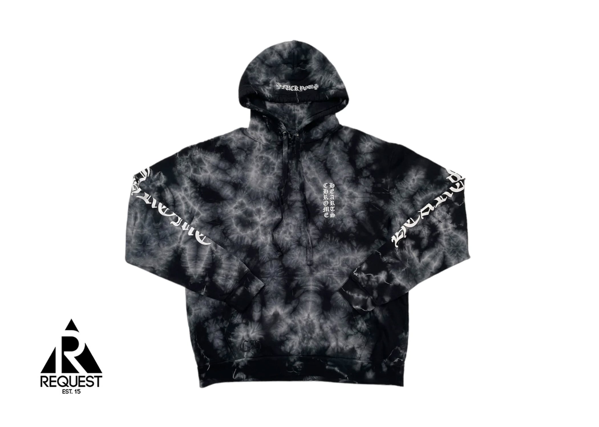 Chrome Hearts Vertical Logo Hoodie "Tie Dye Black"