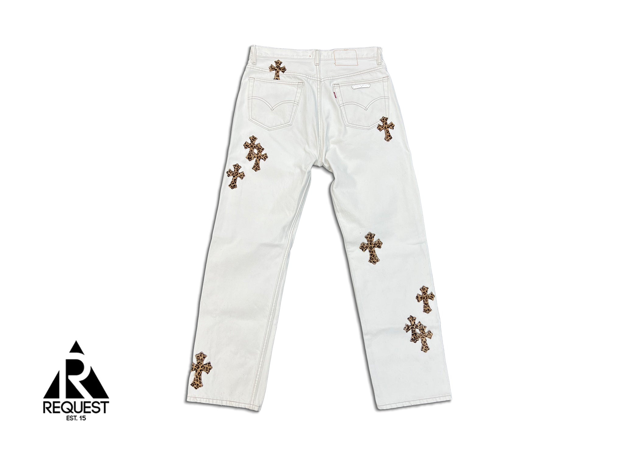 Chrome Hearts White Denim "Leopard Crosses"