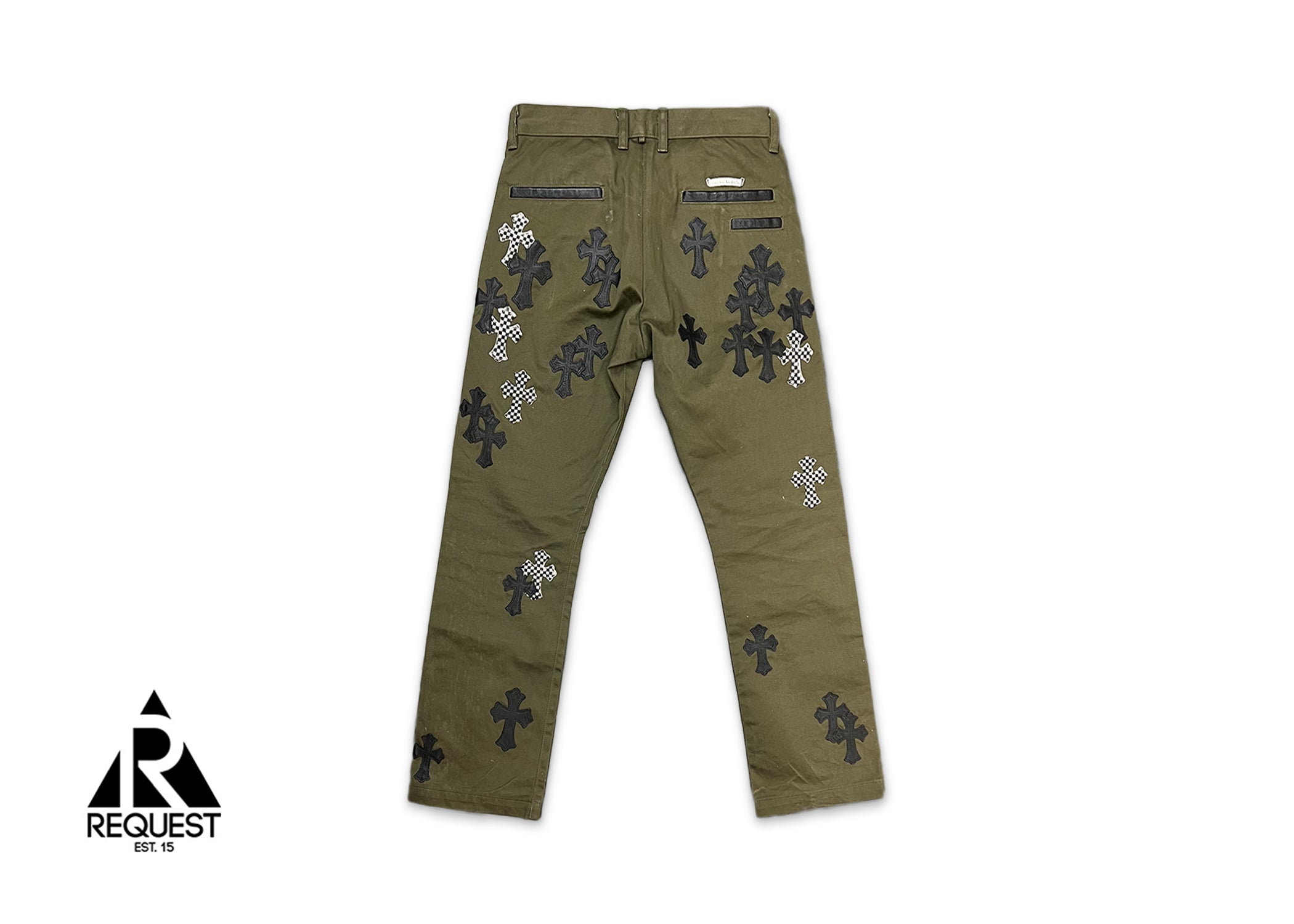 Chrome Hearts Olive Chino 1 Of 1 Pants "Black & Checkered Crosses"