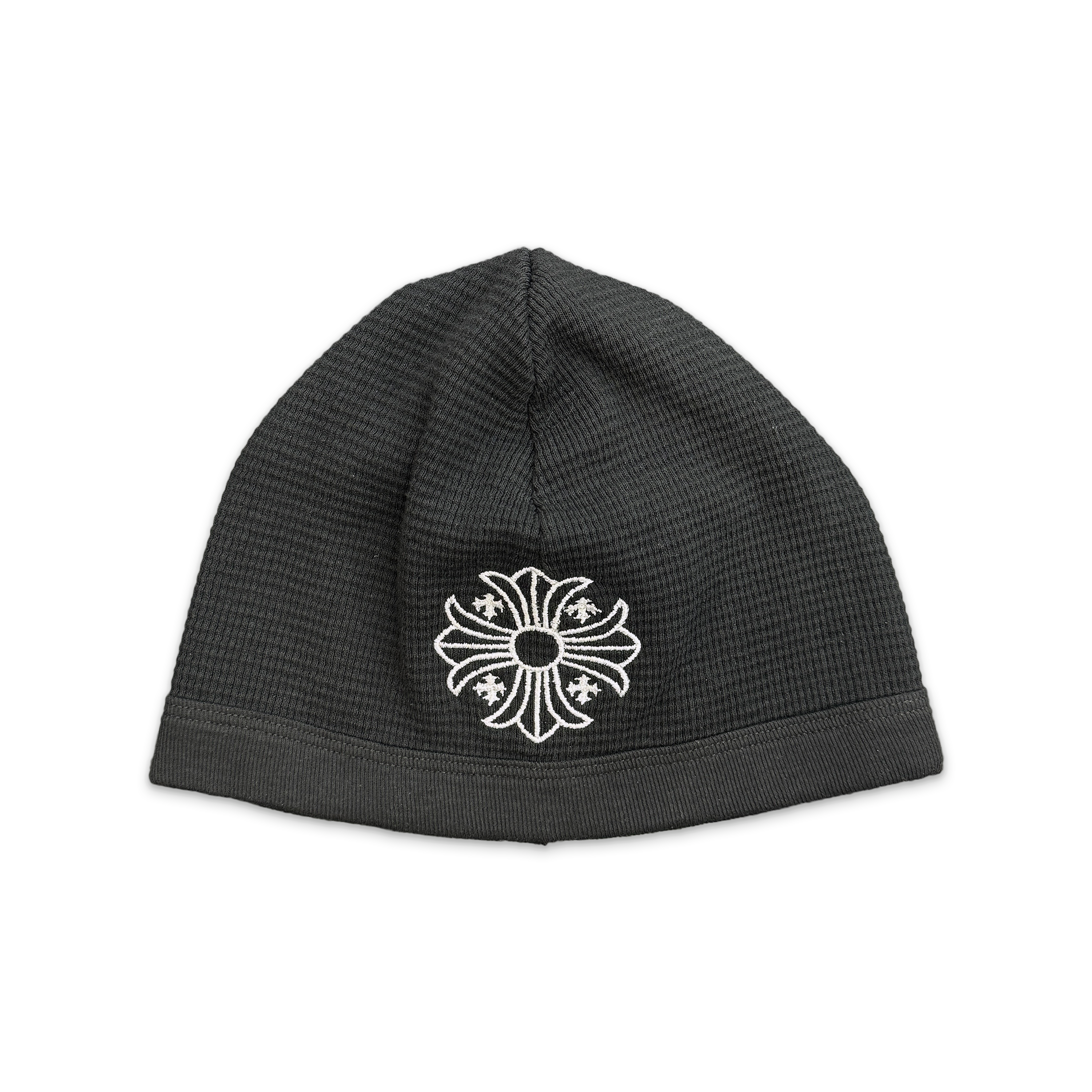 Plus Cross Waffle Knit Skull Cap Beanie "Black"
