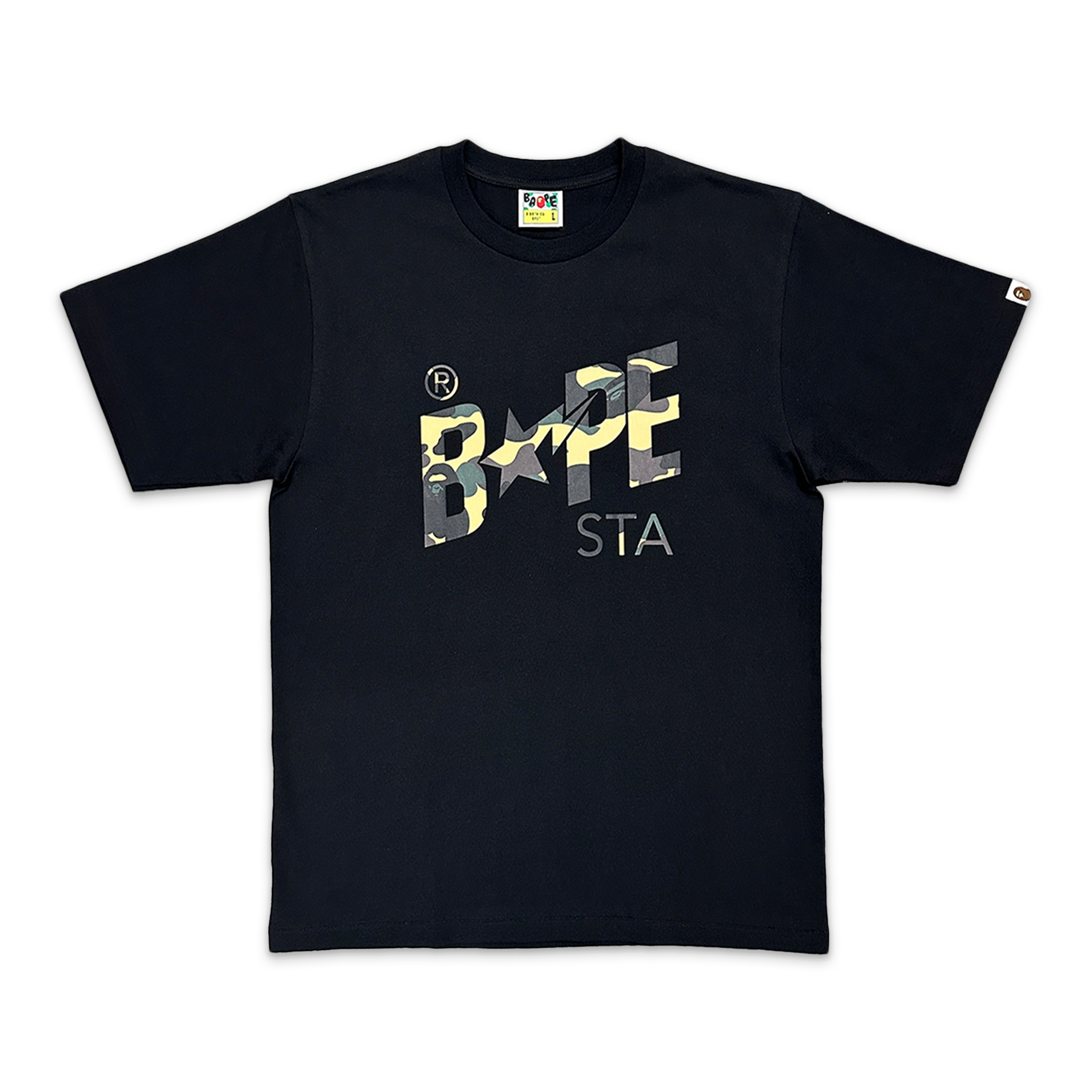 A Bathing Ape (BAPE), Yellow 1st Camo STA Logo Tee "Black"
