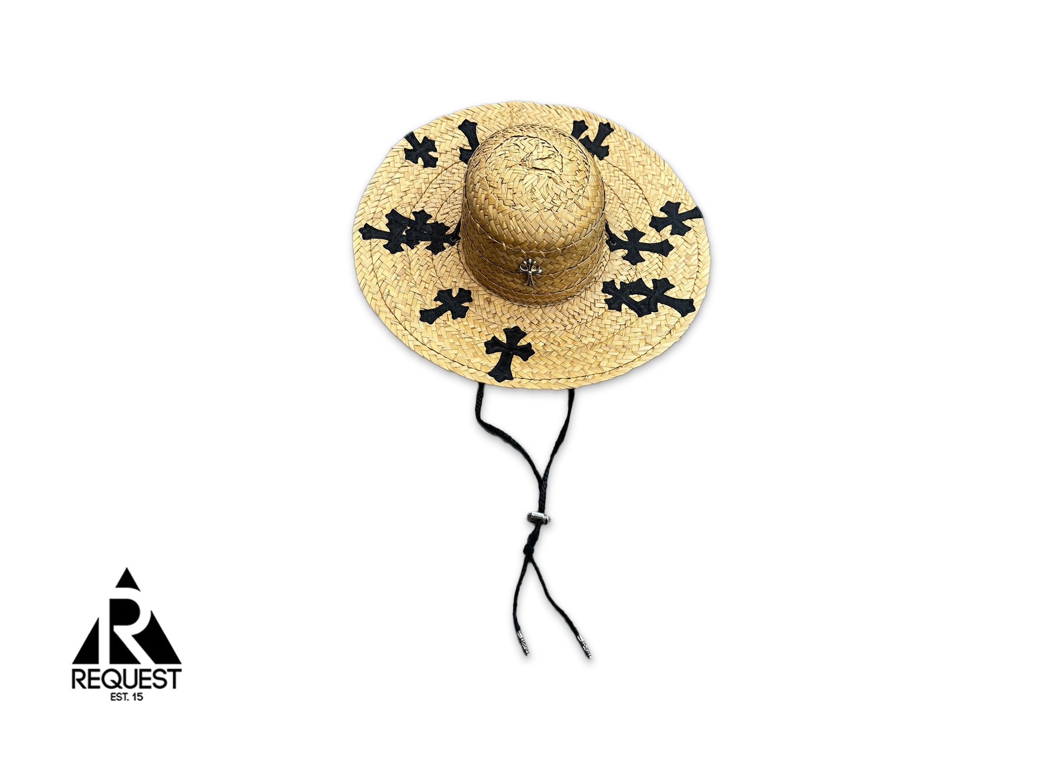 Black Cross Vacation Straw Hat "Beige"