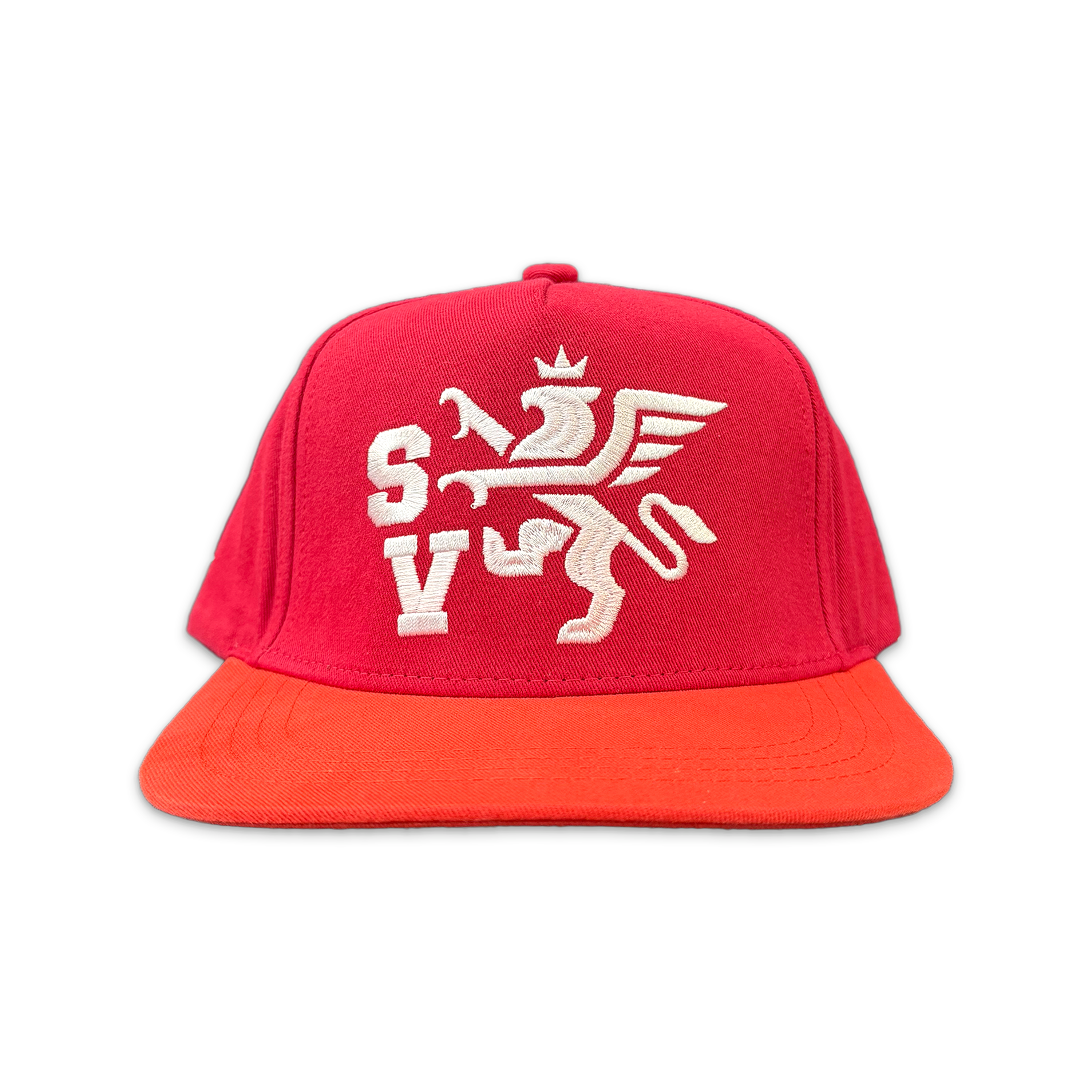 Griffin Snapback Hat “Red Orange"