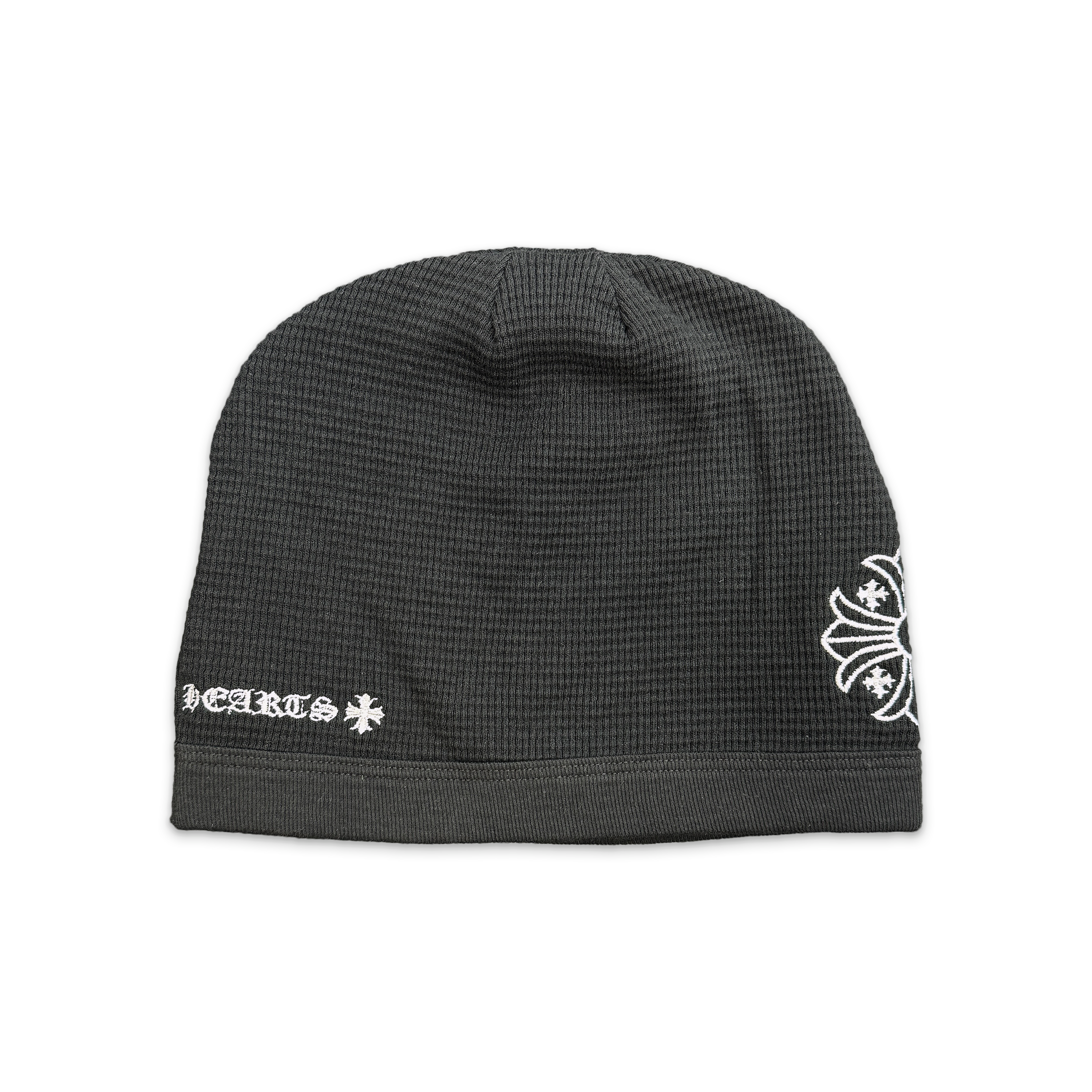 Plus Cross Waffle Knit Skull Cap Beanie "Black"