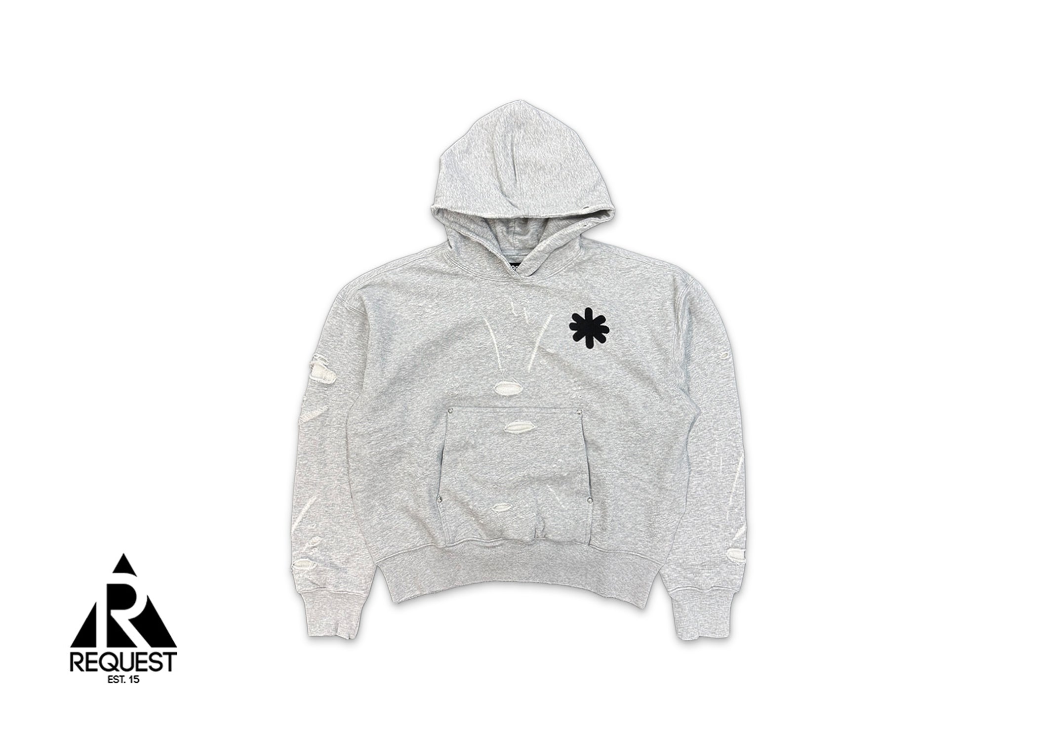 Distressed Classic Logo Hoodie "Grey"