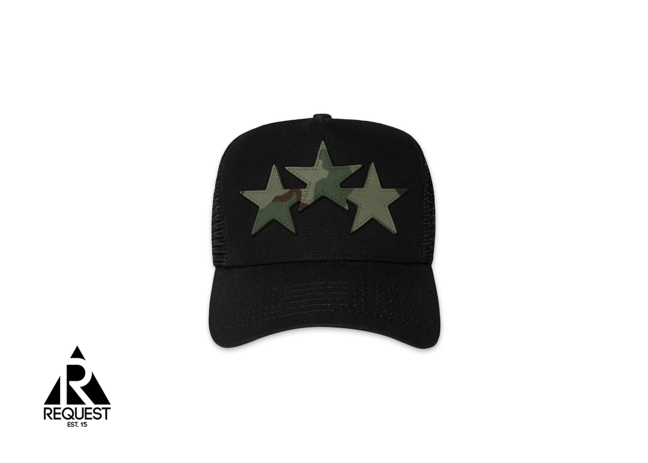 Amiri Three Star Trucker Hat "Black/Camo"