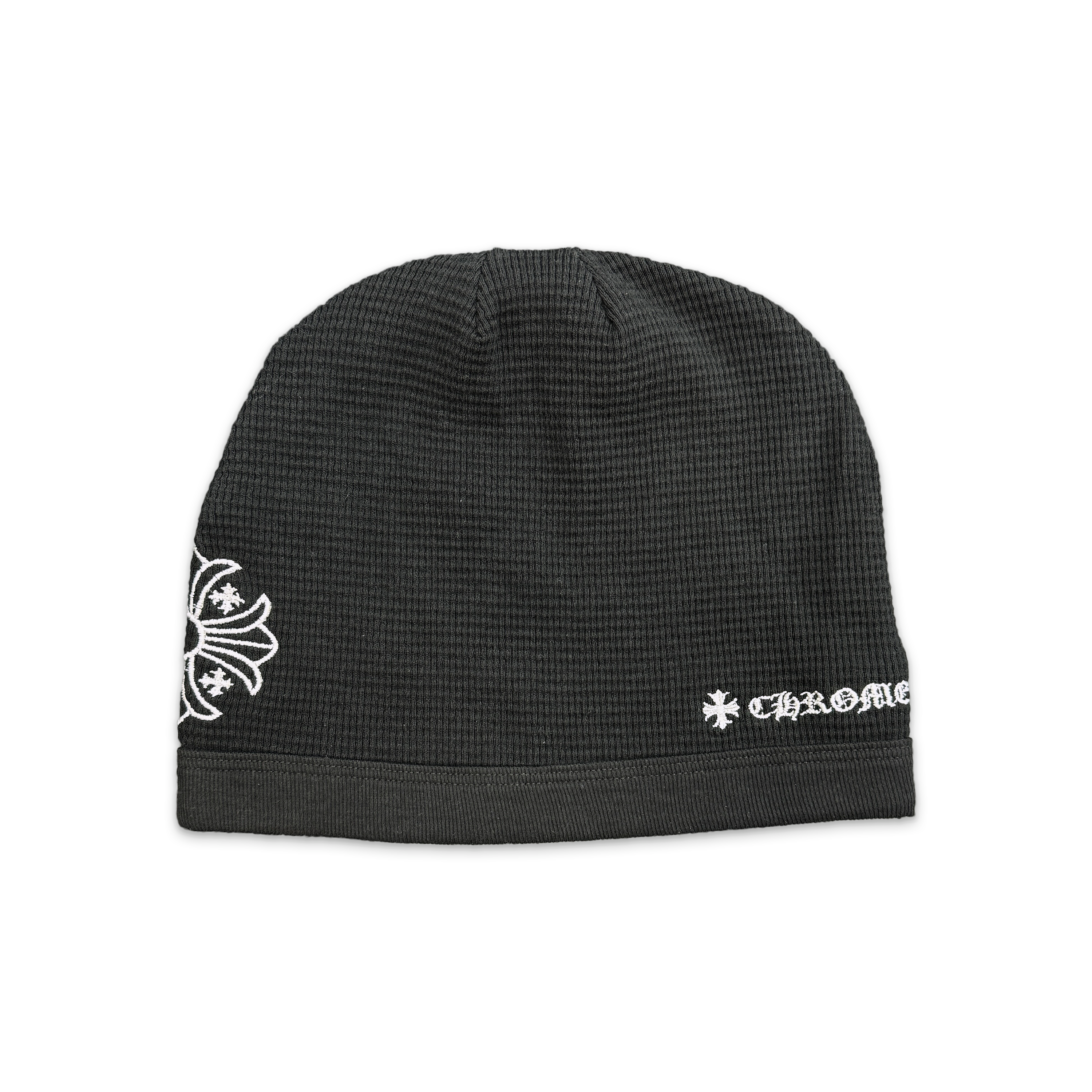 Plus Cross Waffle Knit Skull Cap Beanie "Black"