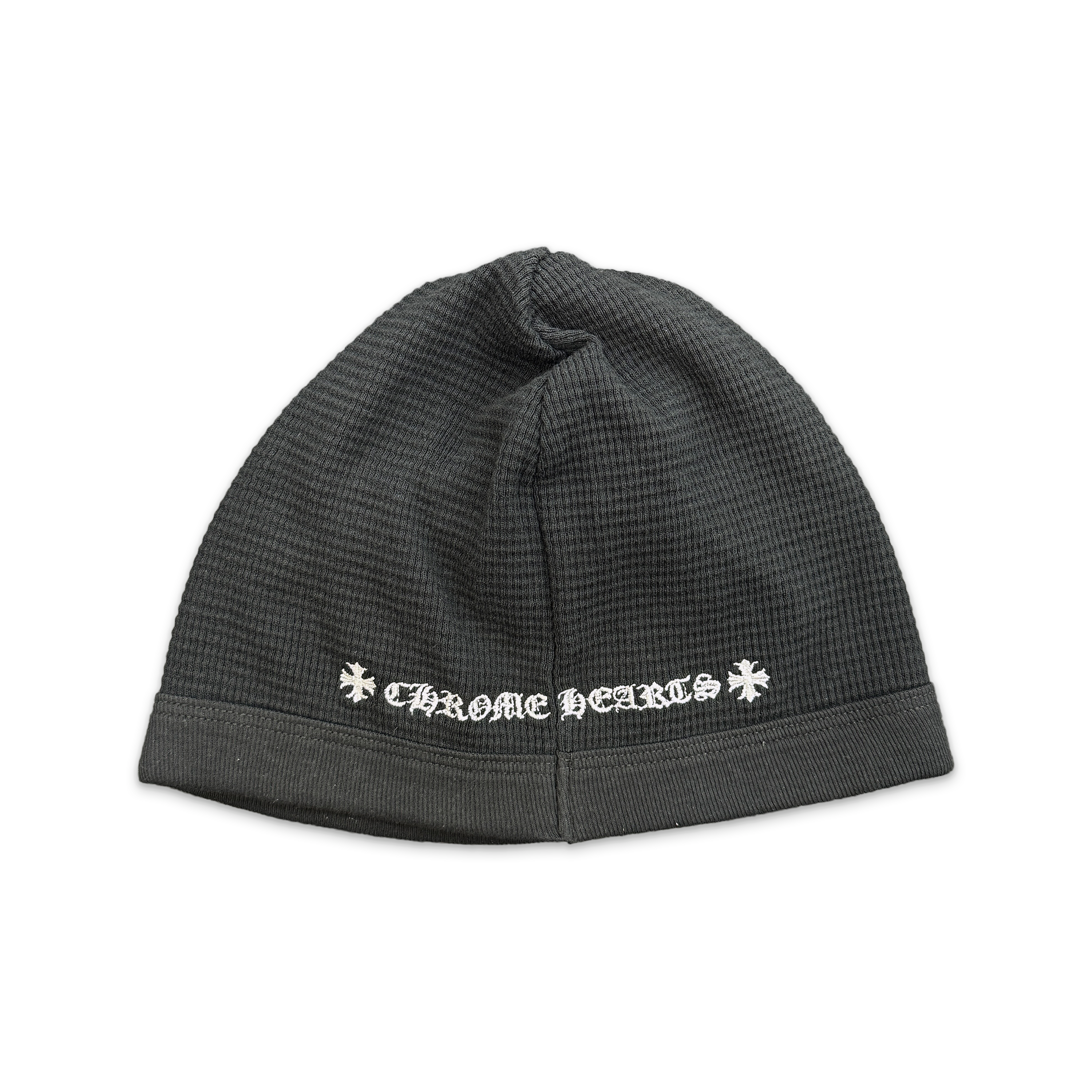 Plus Cross Waffle Knit Skull Cap Beanie "Black"