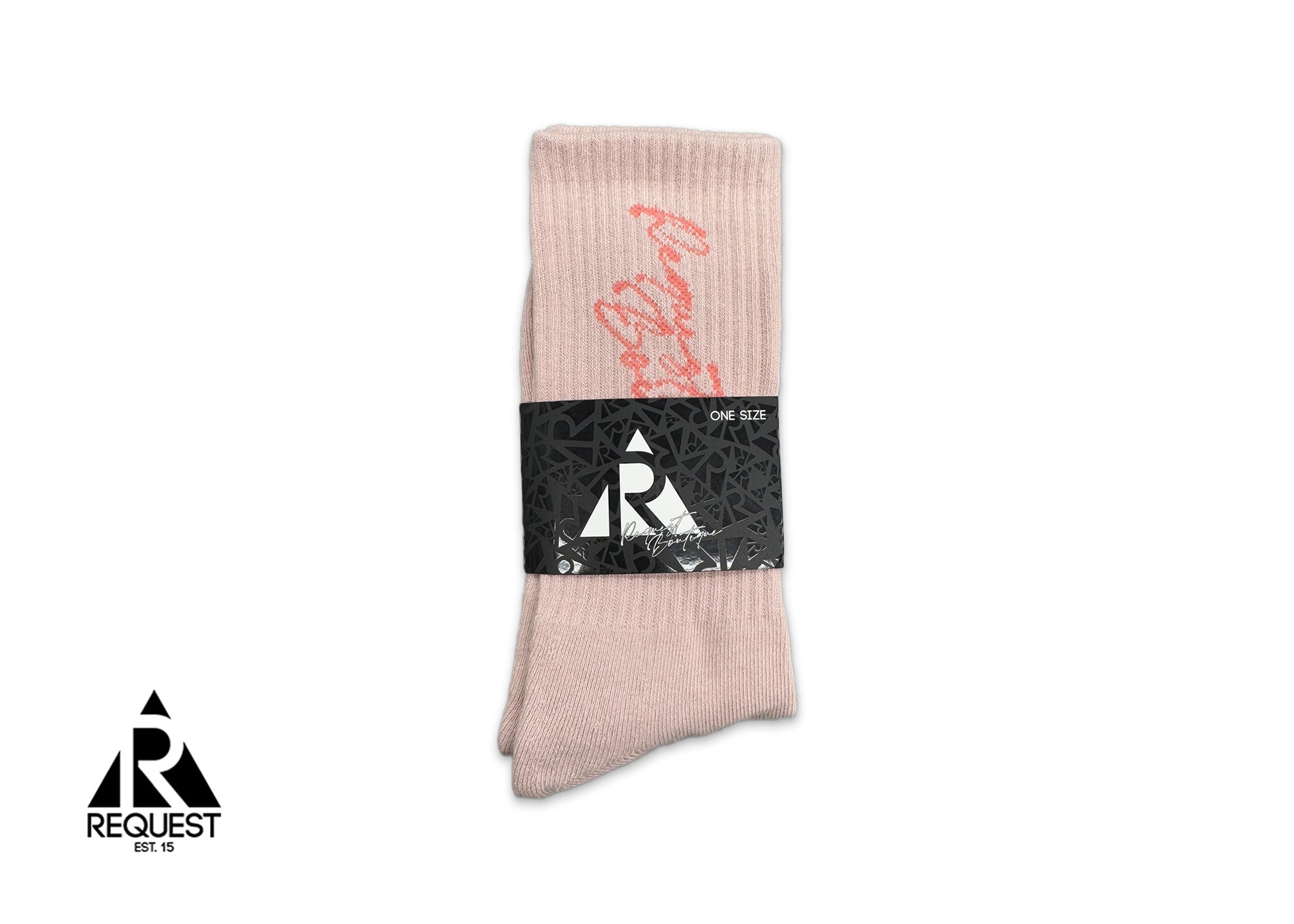 Request Vertical Script Socks "Strawberries & Cream"