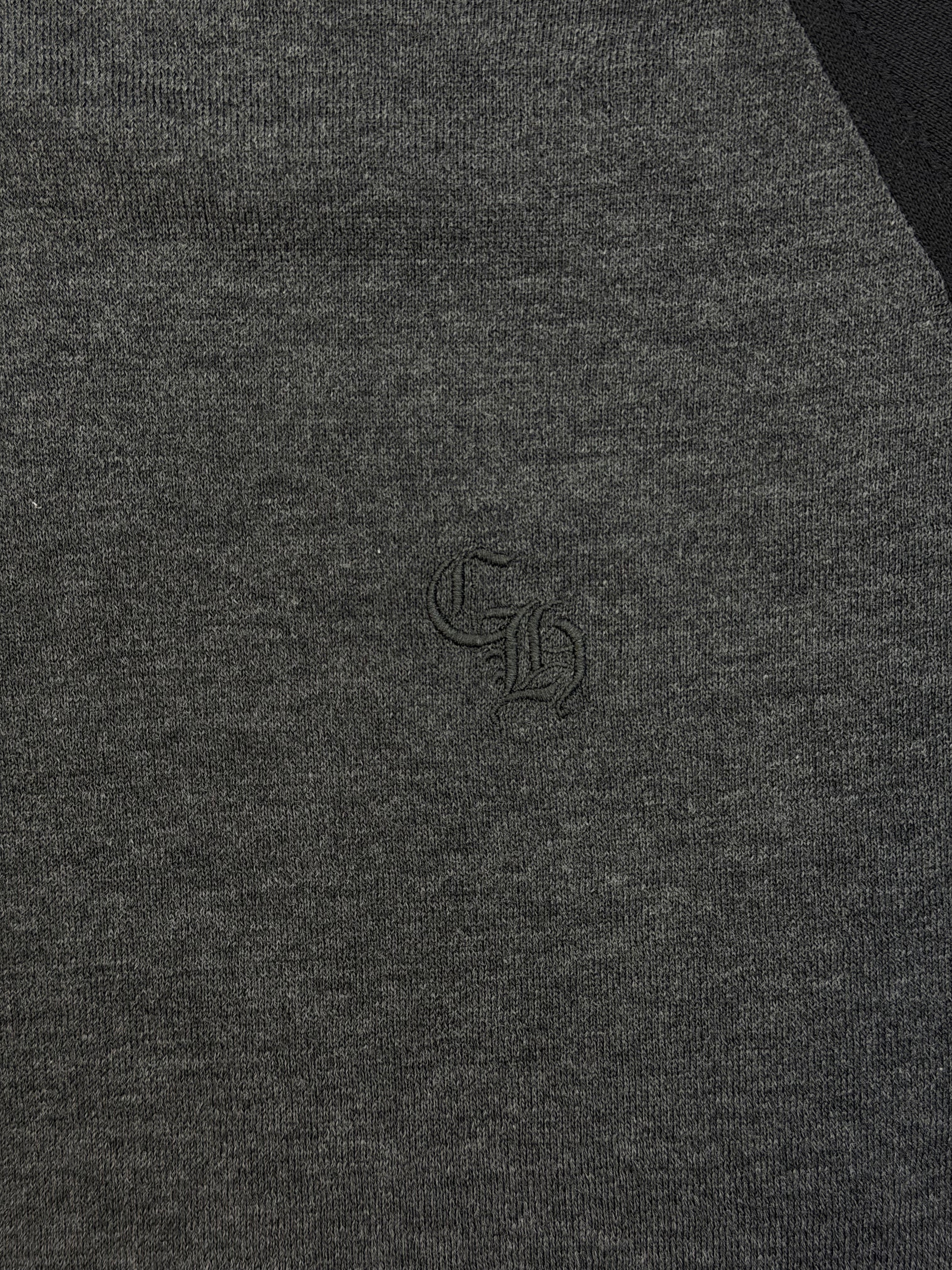 Chrome Hearts, CH Logo Triple Cross Baseball L/S Silk Blend Tee "Grey Black"