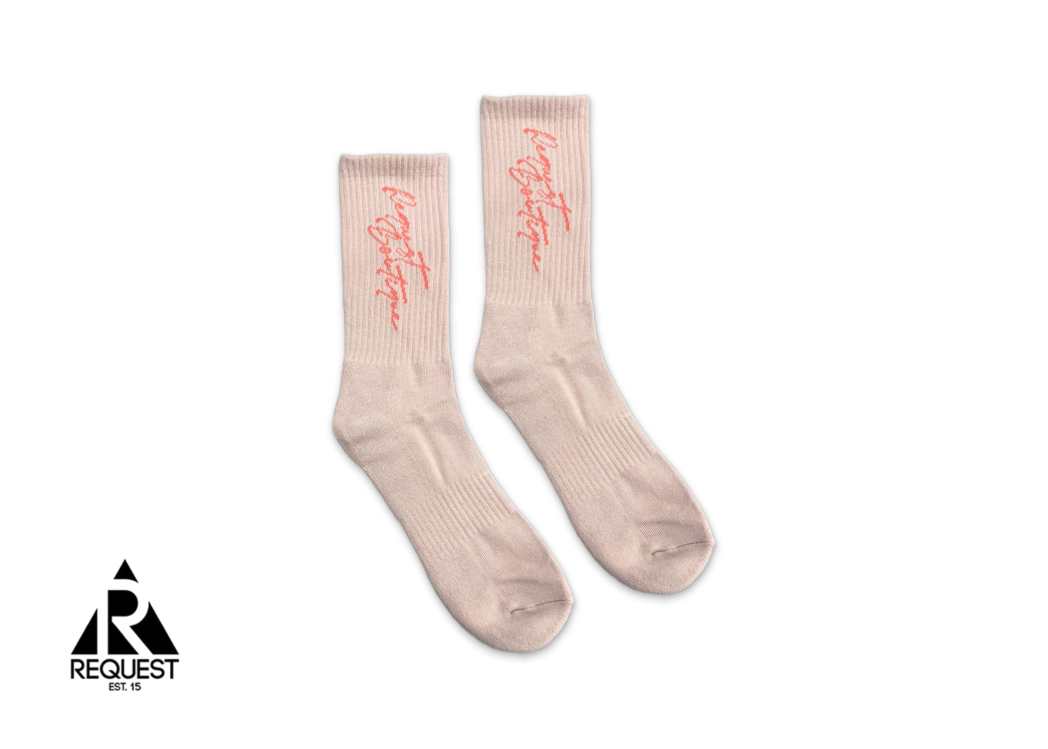 Request Vertical Script Socks "Strawberries & Cream"