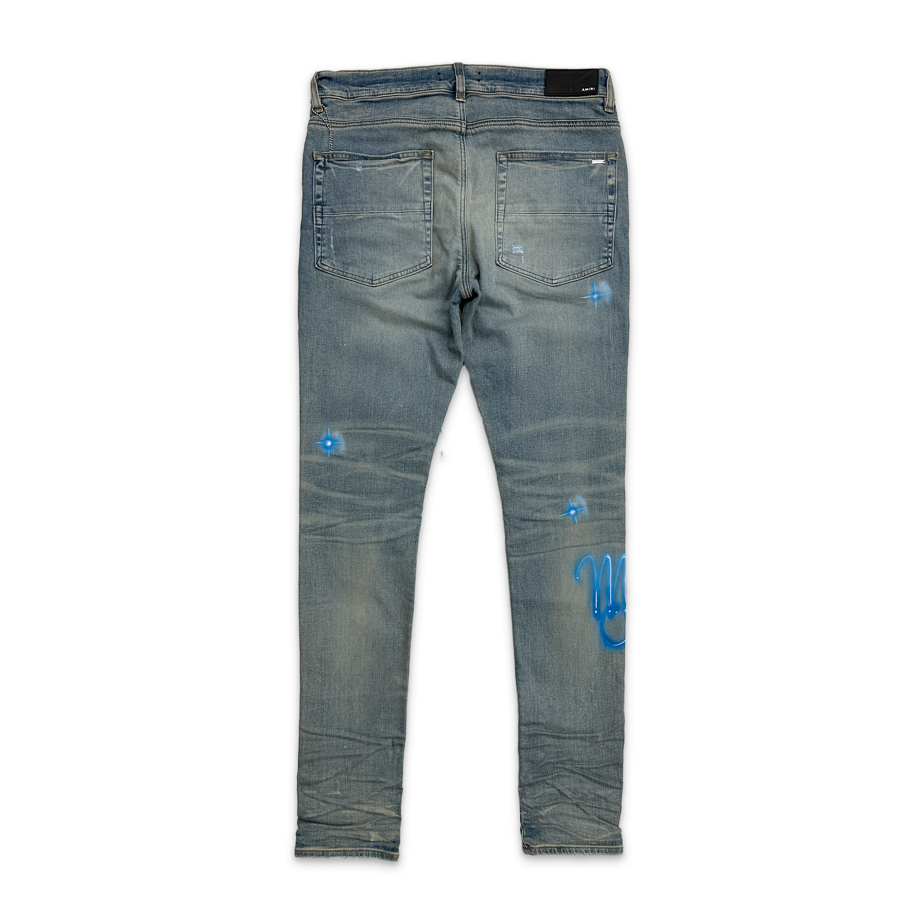 Amiri, Airbrushed Logo Jeans "Blue"