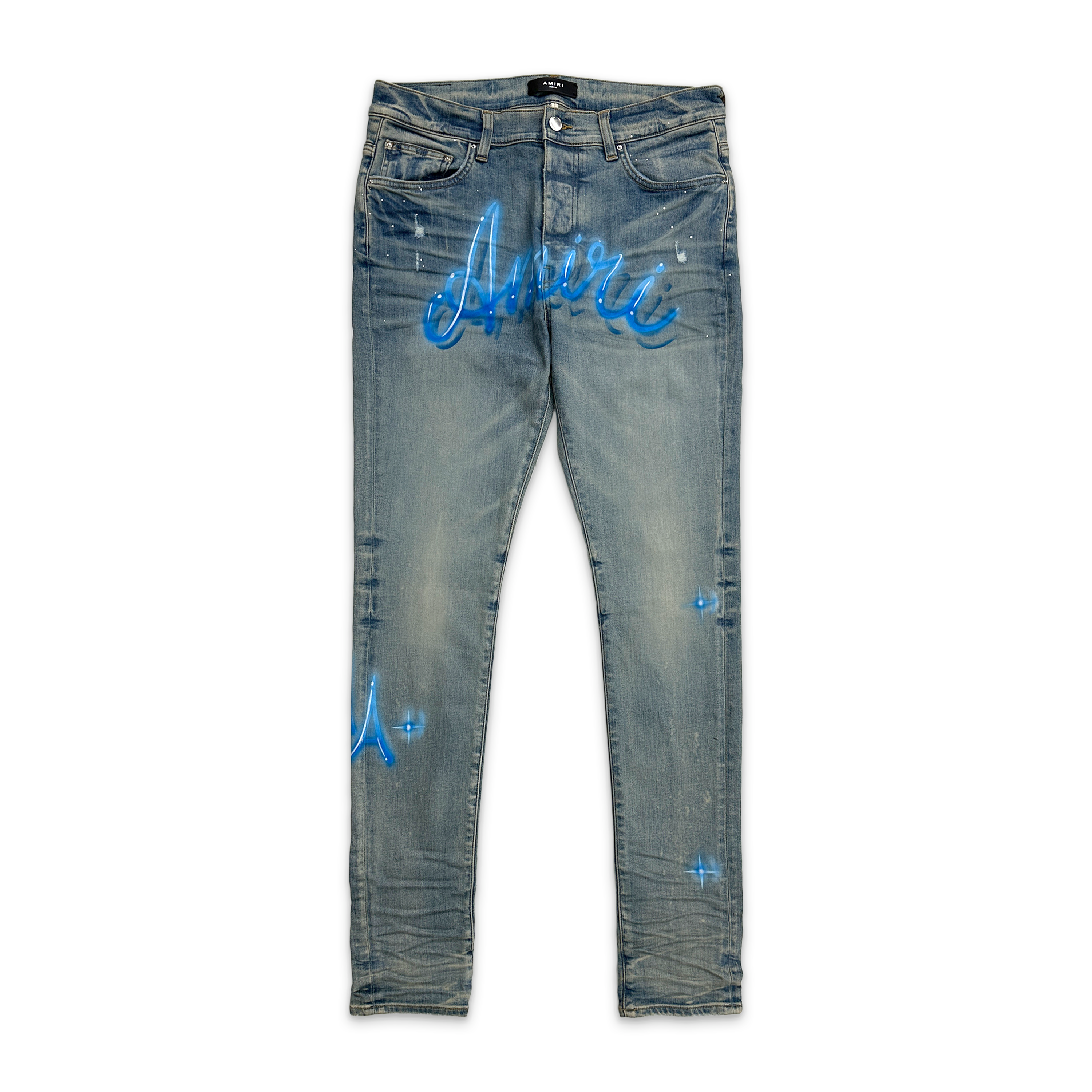 Amiri, Airbrushed Logo Jeans "Blue"