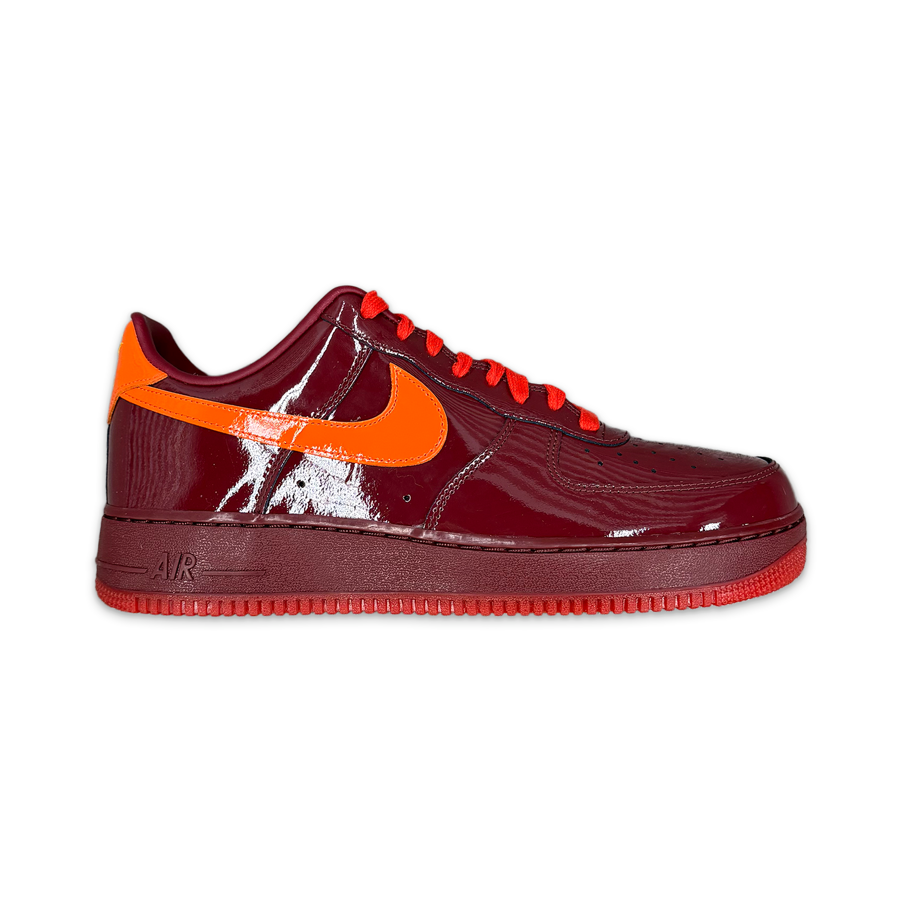 Nike, Air Force 1 Low “Patent Leather Dark Team Red Safety Orange"