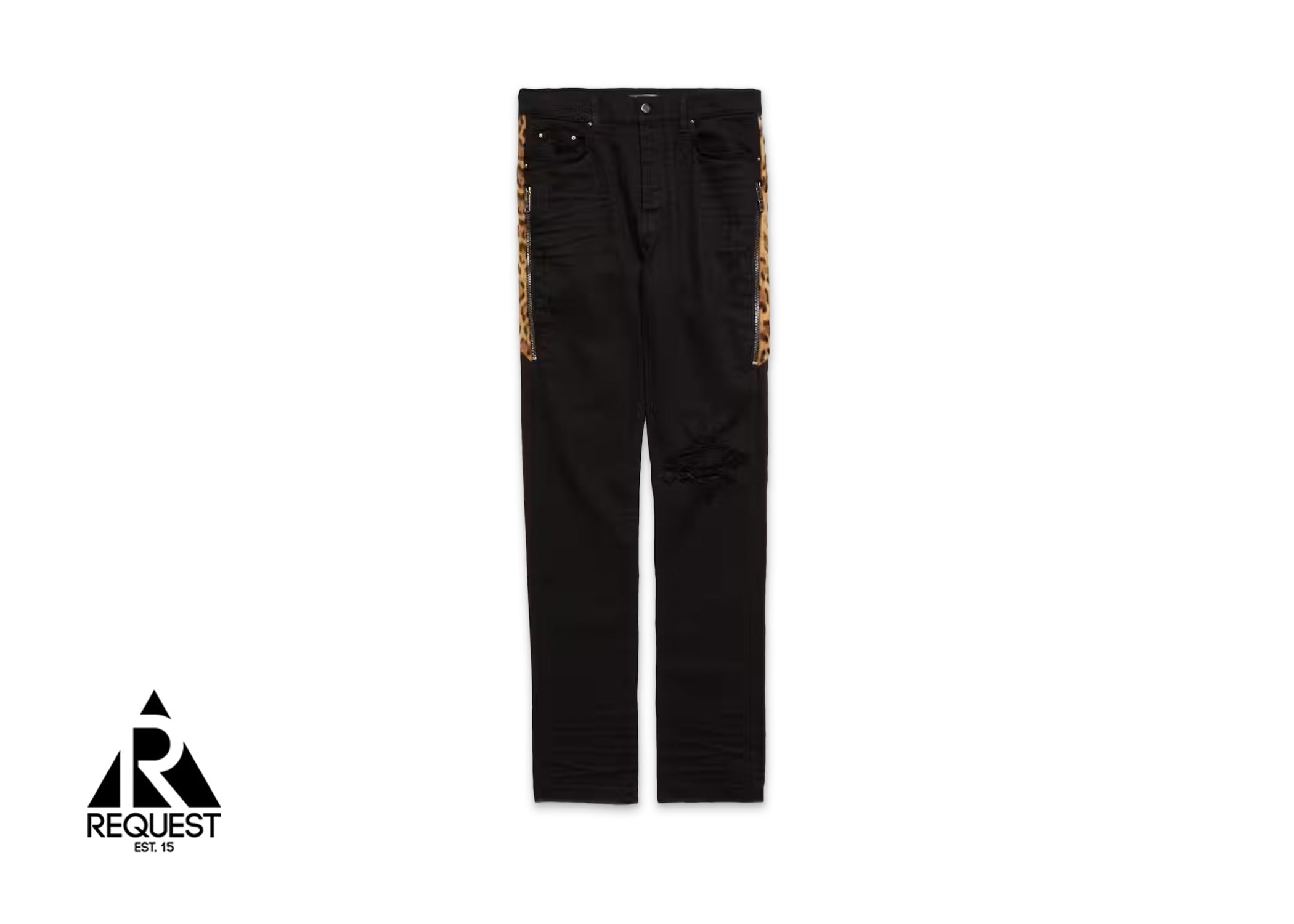 Amiri Leopard Zipper Inset Jeans "Black"
