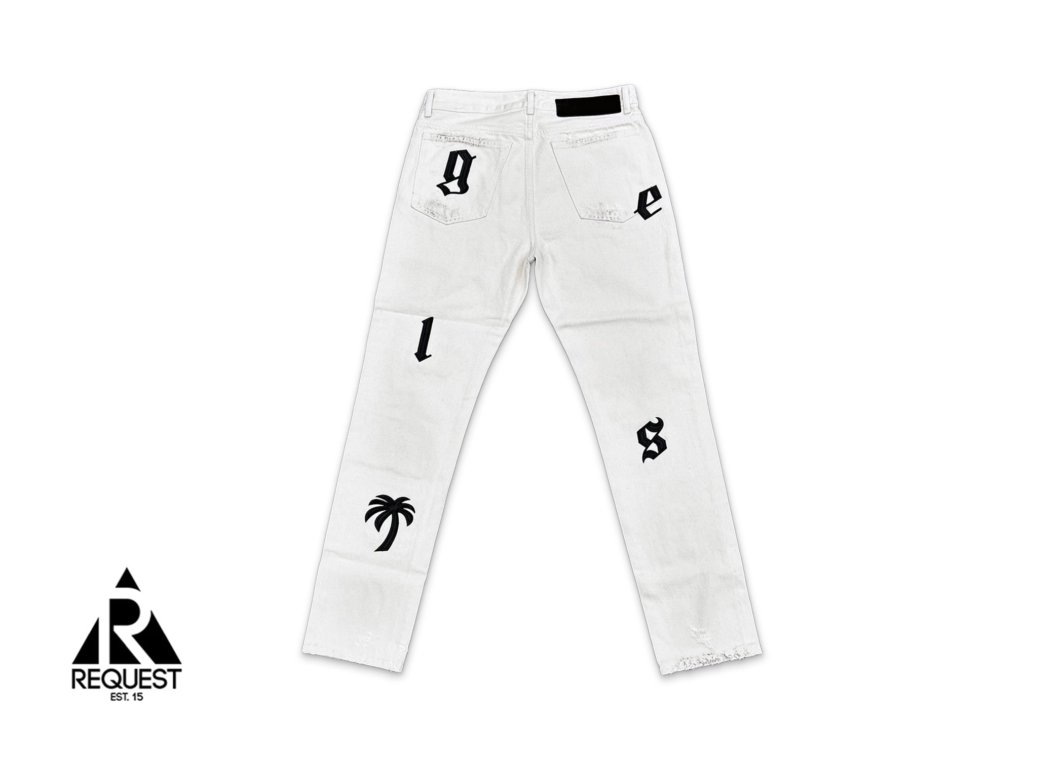 Palm Angels Logo Patch Distressed Denim "White/Black"