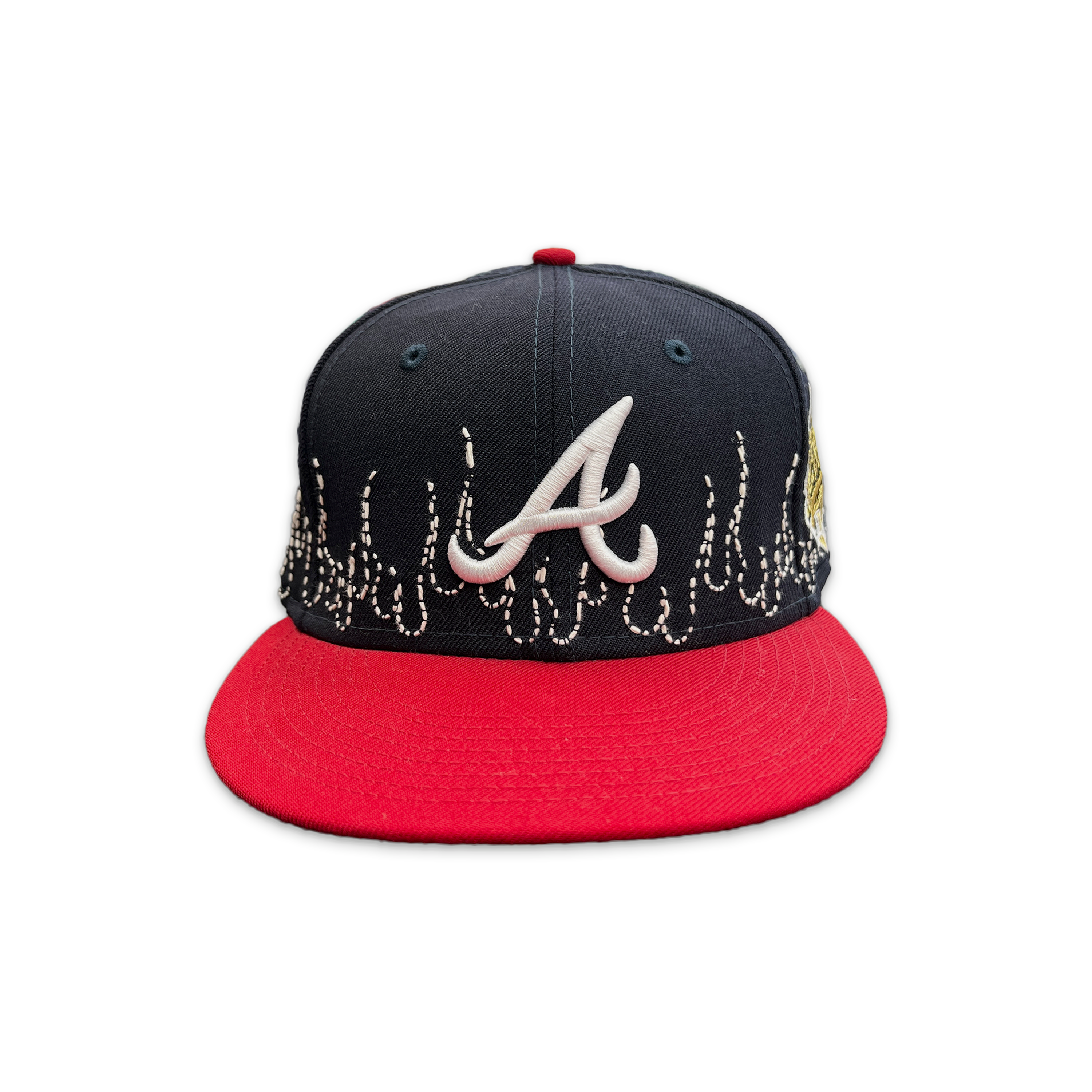 Atlanta Braves Flame Sashiko Fitted "Navy/Red"