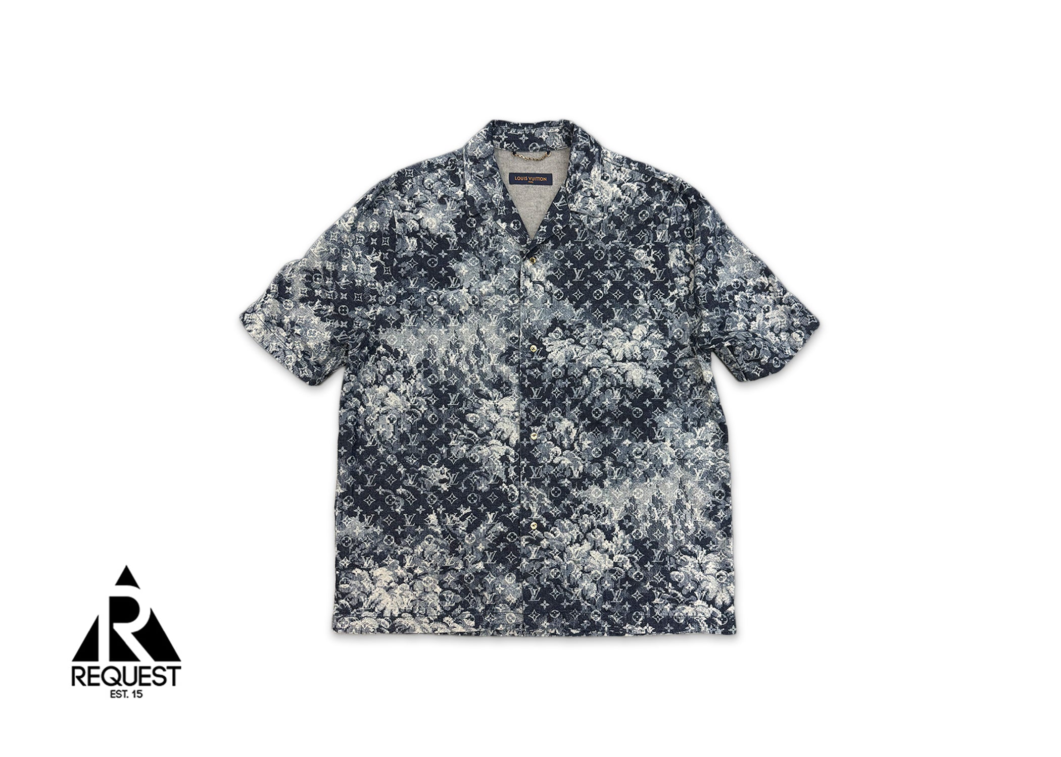 Tapestry Monogram Button Up Shirt "White/Navy"