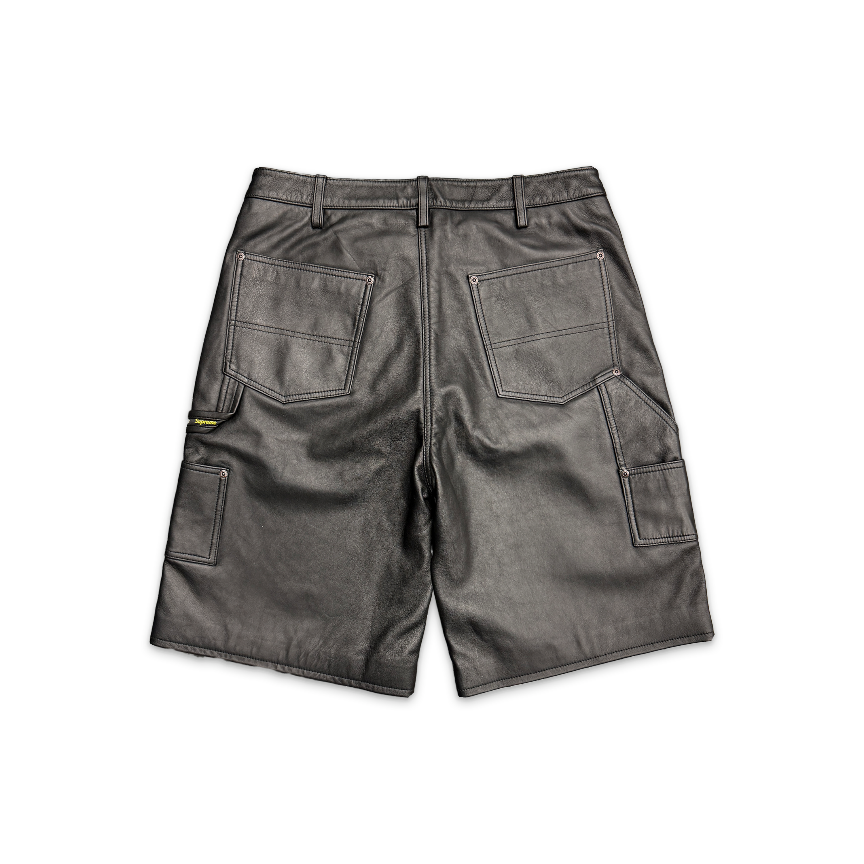 Leather Double Knee Painter Short "Black" SS26