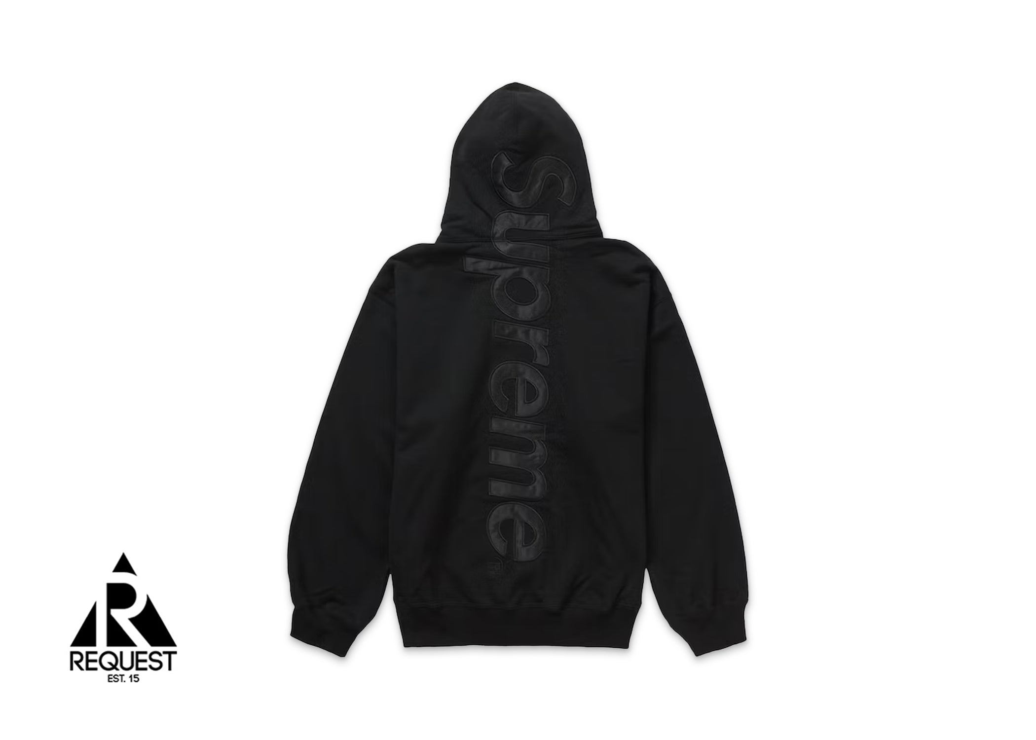 Supreme Satin Appliqué Hooded Sweatshirt “Black On Black