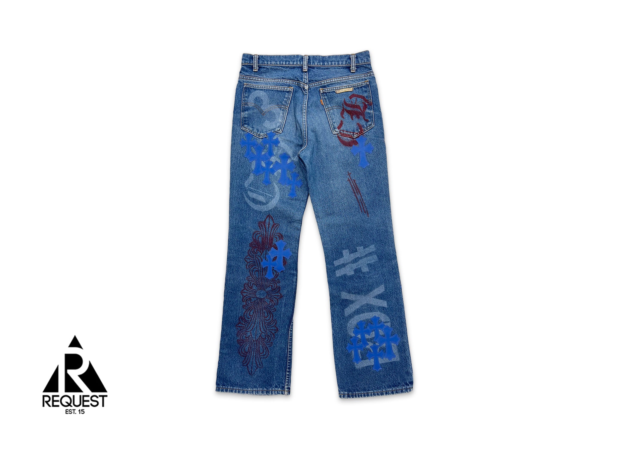 Chrome Hearts, Levi's Medium Blue Stencil Denim "Blue Crosses"