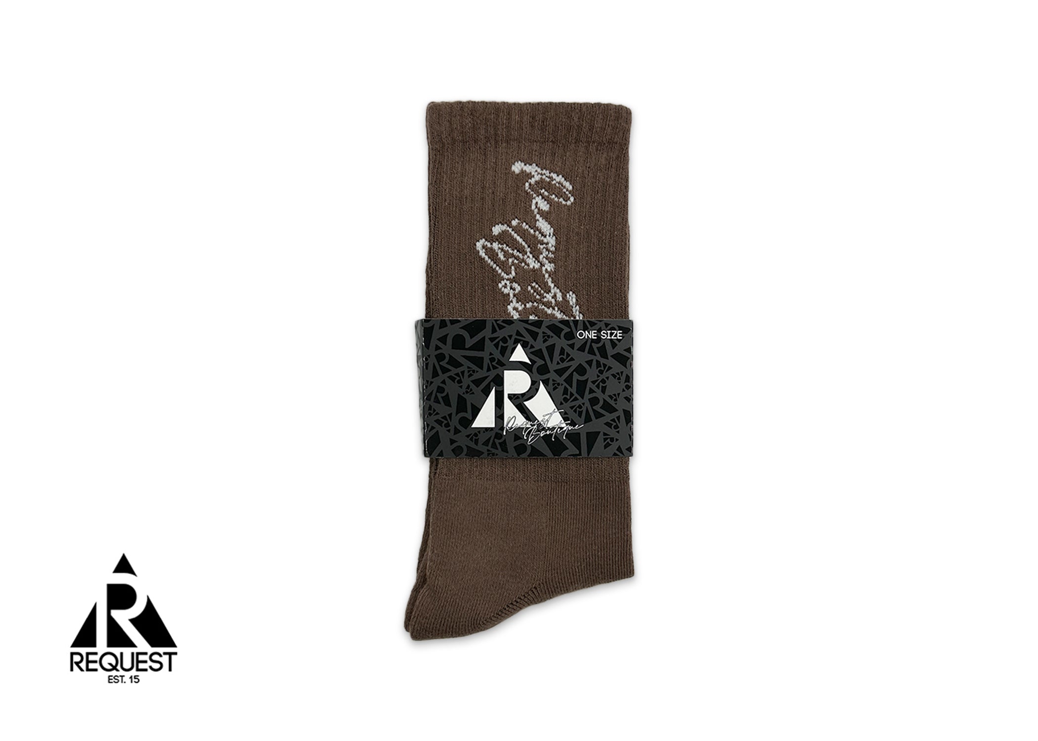 Request Vertical Script Socks "Chocolate"