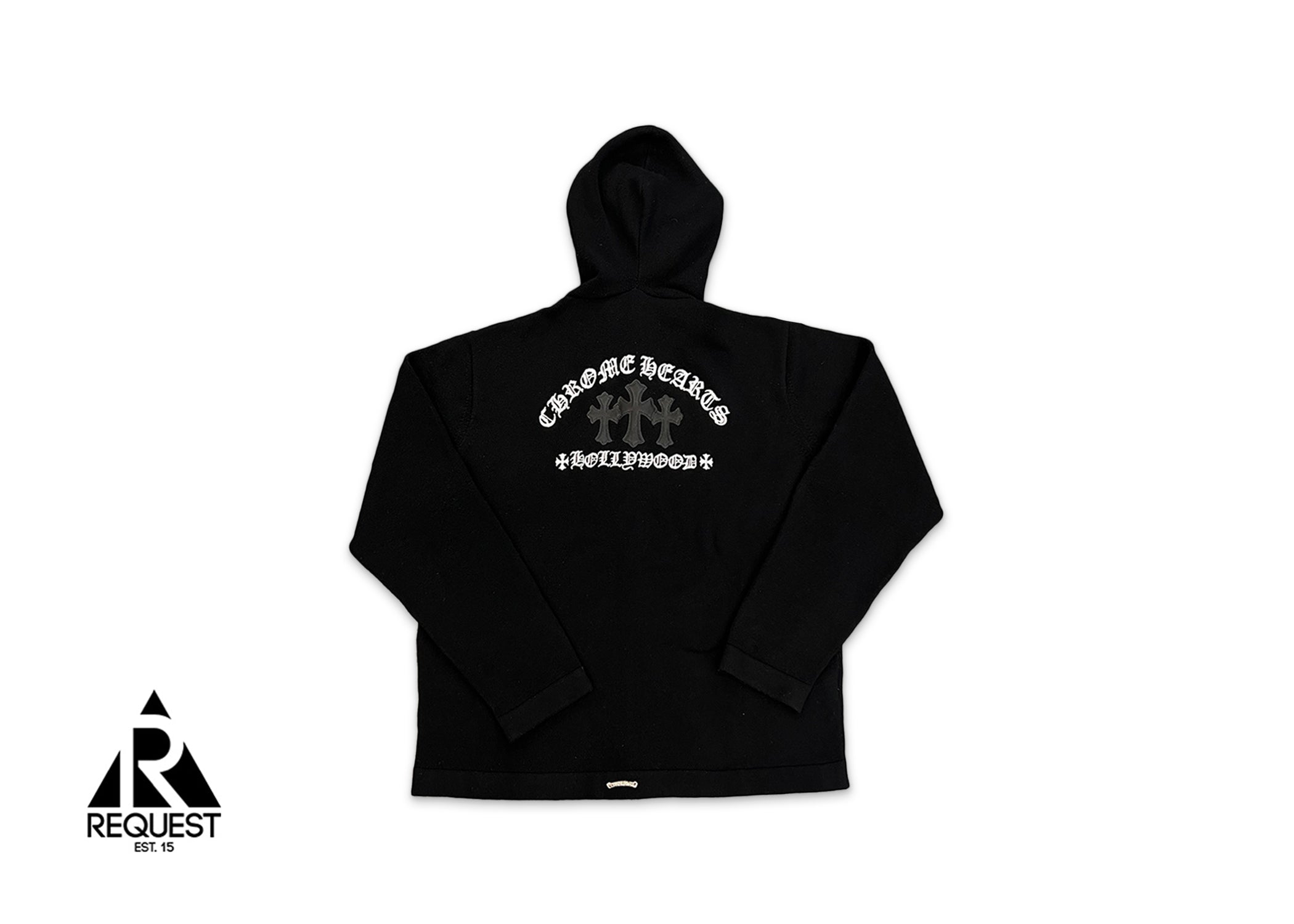 Chrome Hearts Cashmere Leather Triple Cross Hoodie "Black”